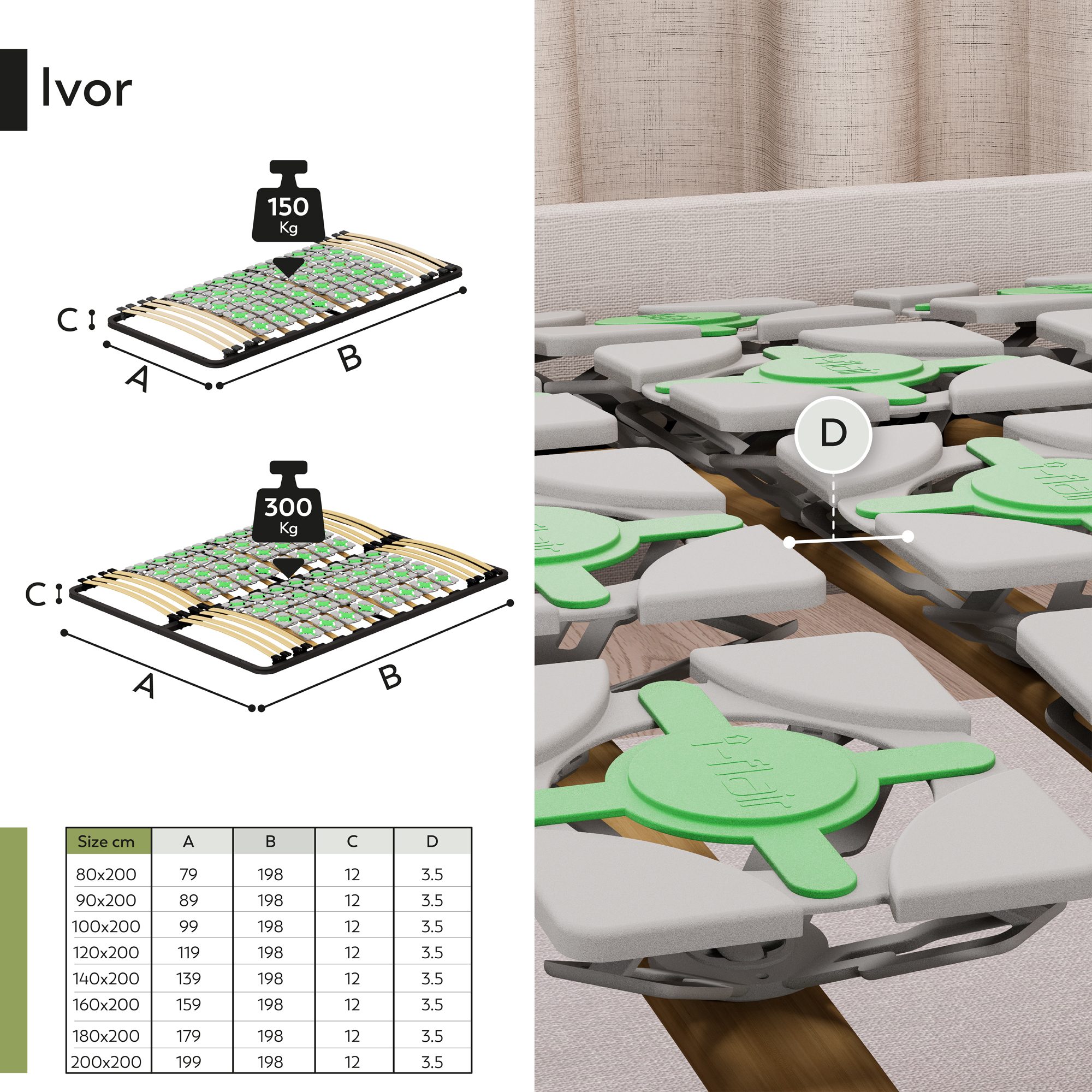 ERGO IF56 Slatted Bed Base - Suitable for All Mattress Types