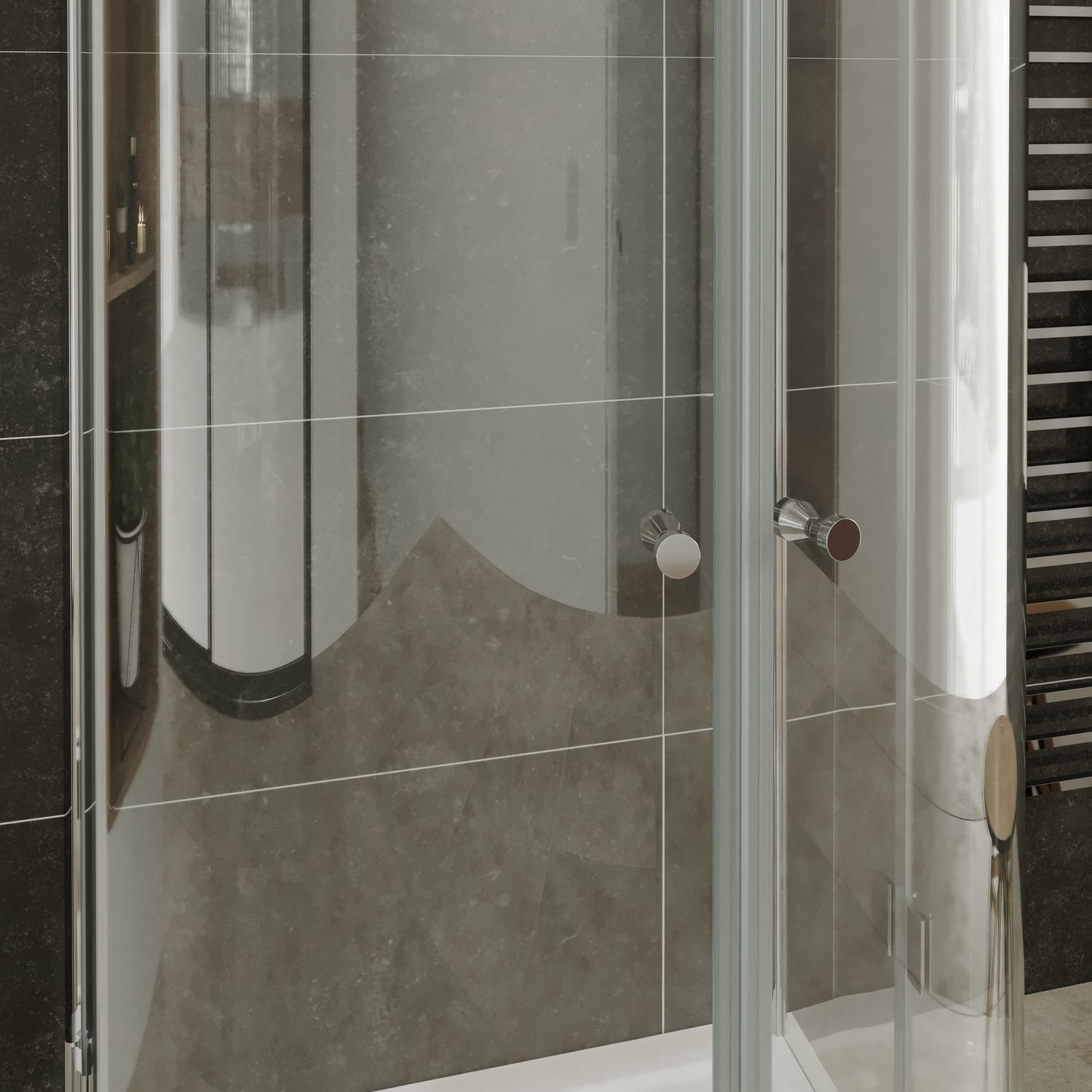 Halbkreisdusche Andrea mit Klapptüren aus ESG Sicherheitsglas