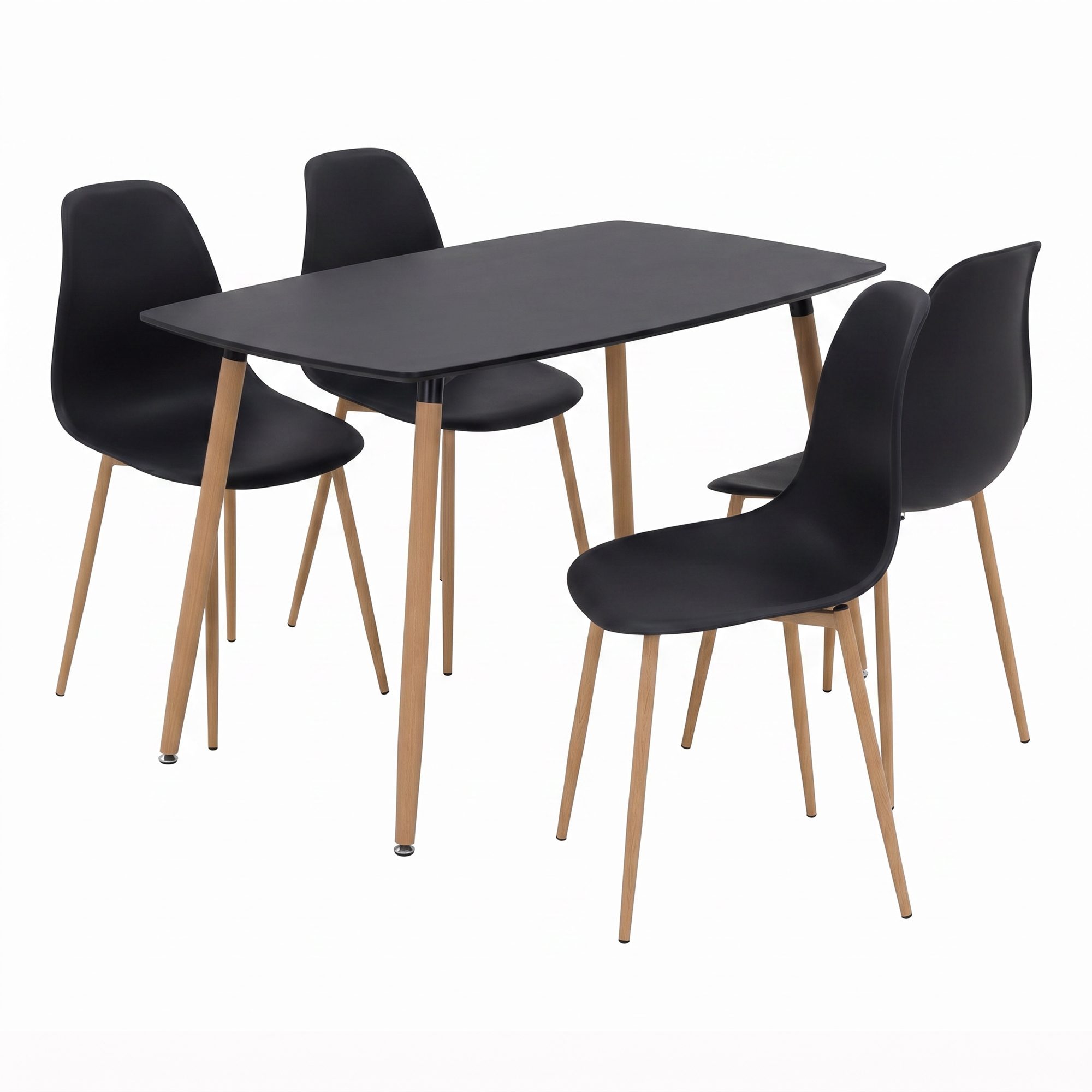 Set Tisch Felicia + 4 Stühle Hemans Schwarz| i-flair®