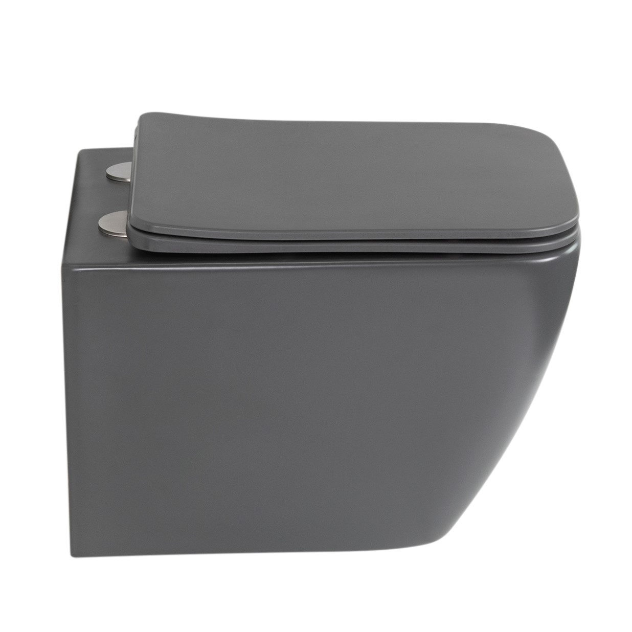 Toilette Hänge WC Spülrandlos inkl. WC Sitz mit Absenkautomatik SOFTCLOSE Cube Grau