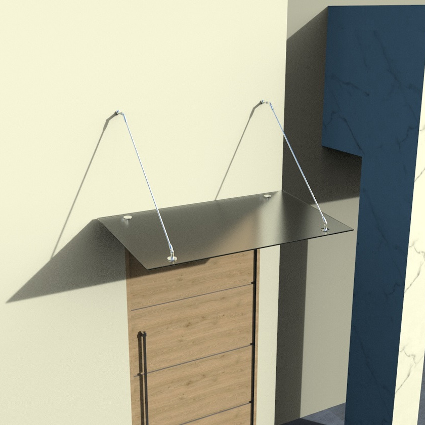 Glasvordach 120x90 cm Satiniert - 2 Haltestangen - 1.jpg VSG – Glasvordach Edelstahl Türvordach Glas Halterung Haustür Satiniert - diverse Größen
