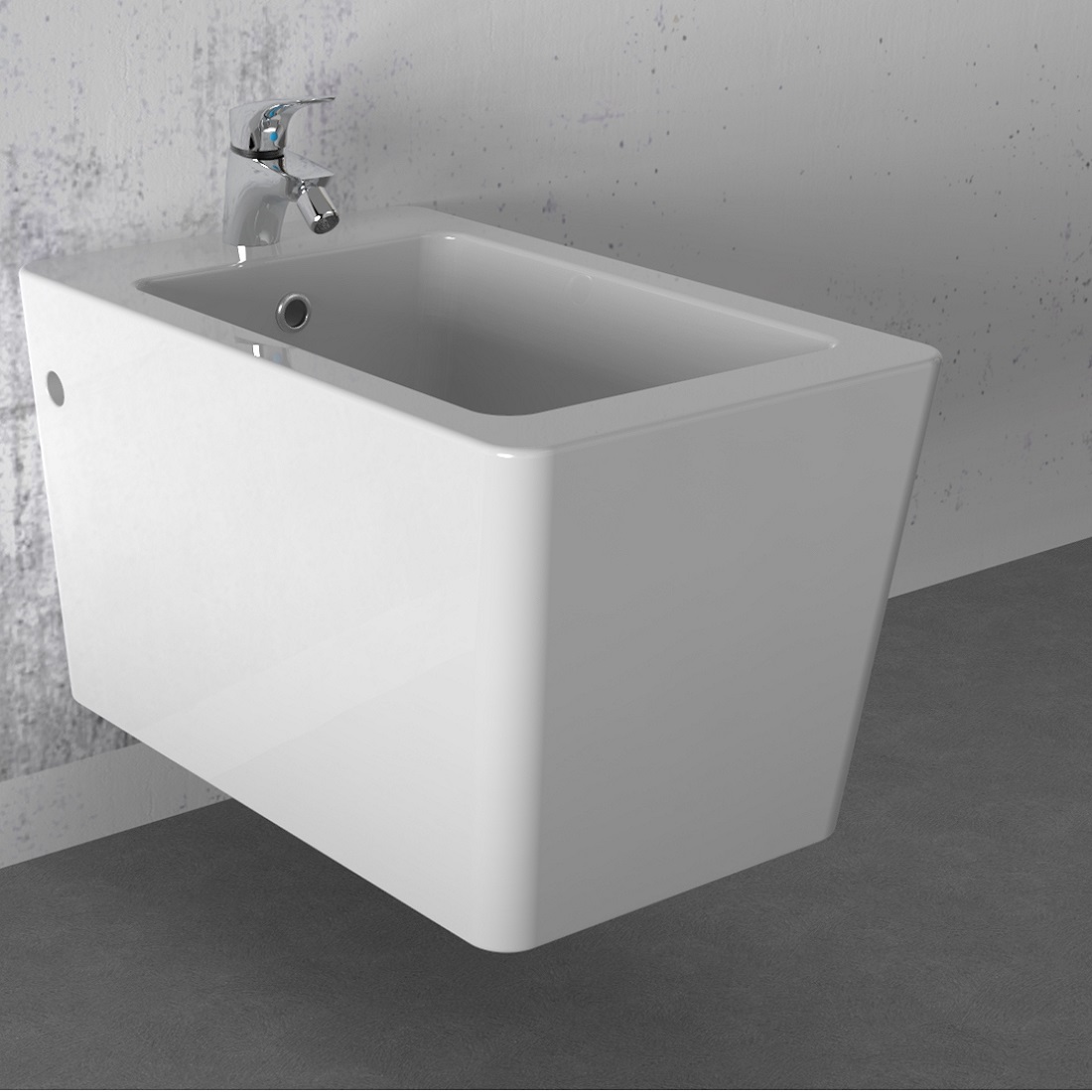 Wand Hänge Bidet Weiß inkl. Armatur (Mischbatterie) CUBE Wand Hänge Bidet Weiß inkl. Armatur (Mischbatterie) CUBE