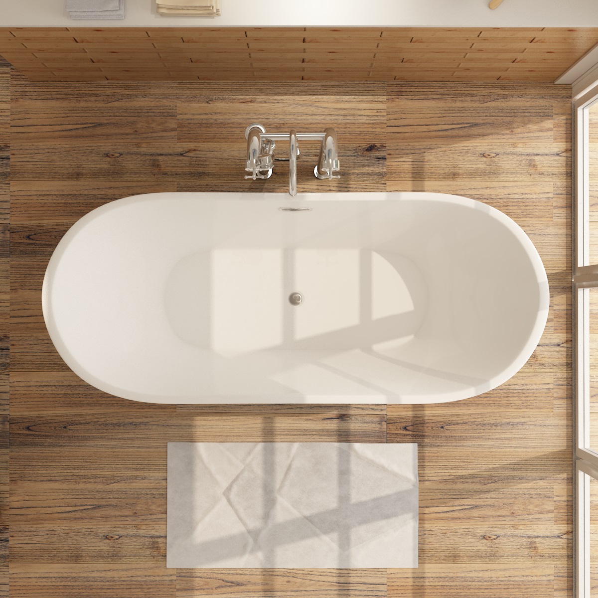 Freistehende Badewanne aus Sanitäracryl Lugano Schwarz-Weiß Schwarz-weiße Badewanne aus Sanitäracryl Lugano - 3 GRÖßEN