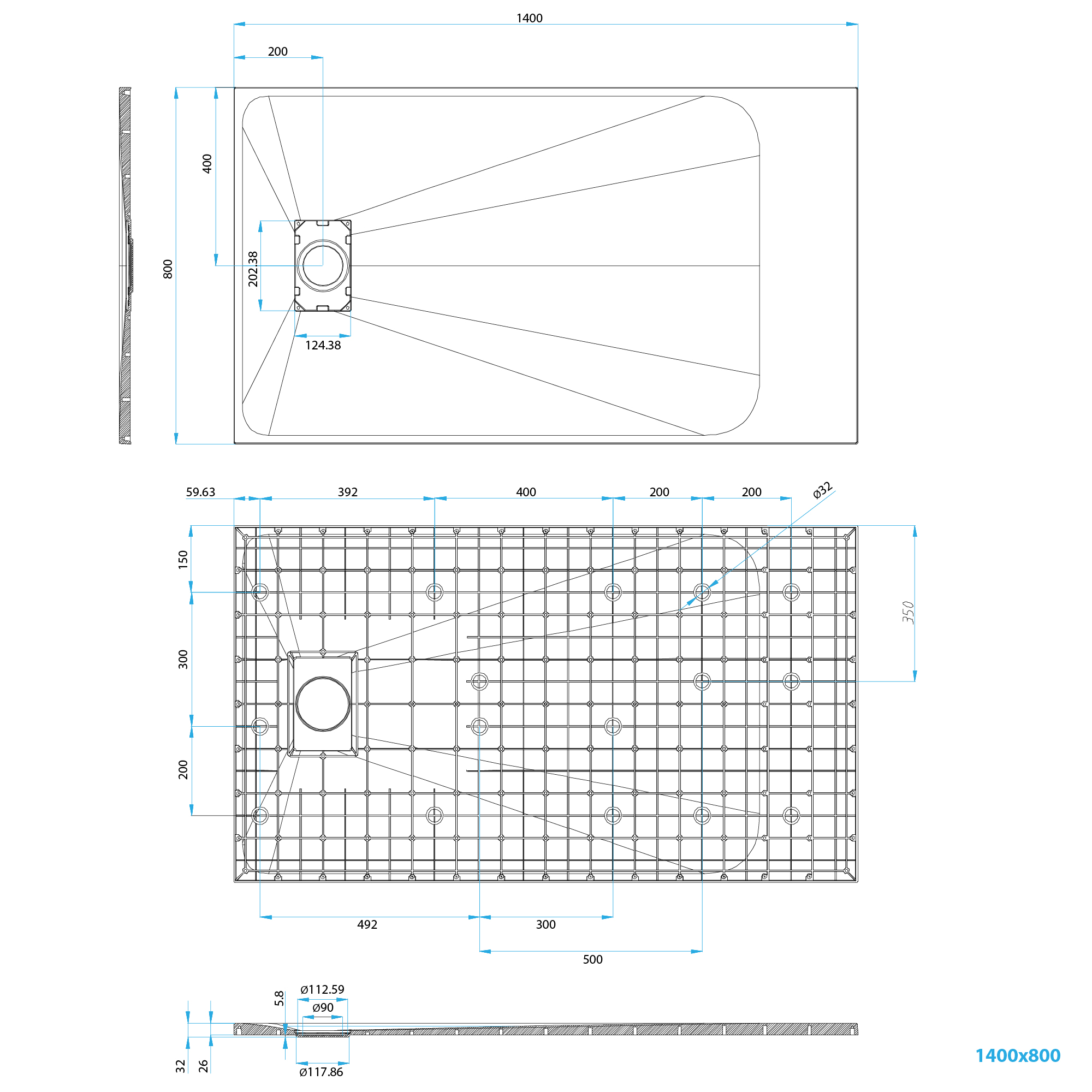 SMC Duschwanne Nova in Stein-Optik inkl. Ablaufgarnitur - Weiß SMC Duschwanne Boreal in Stein-Optik inkl. Ablaufgarnitur - Schwarz 80x140 cm