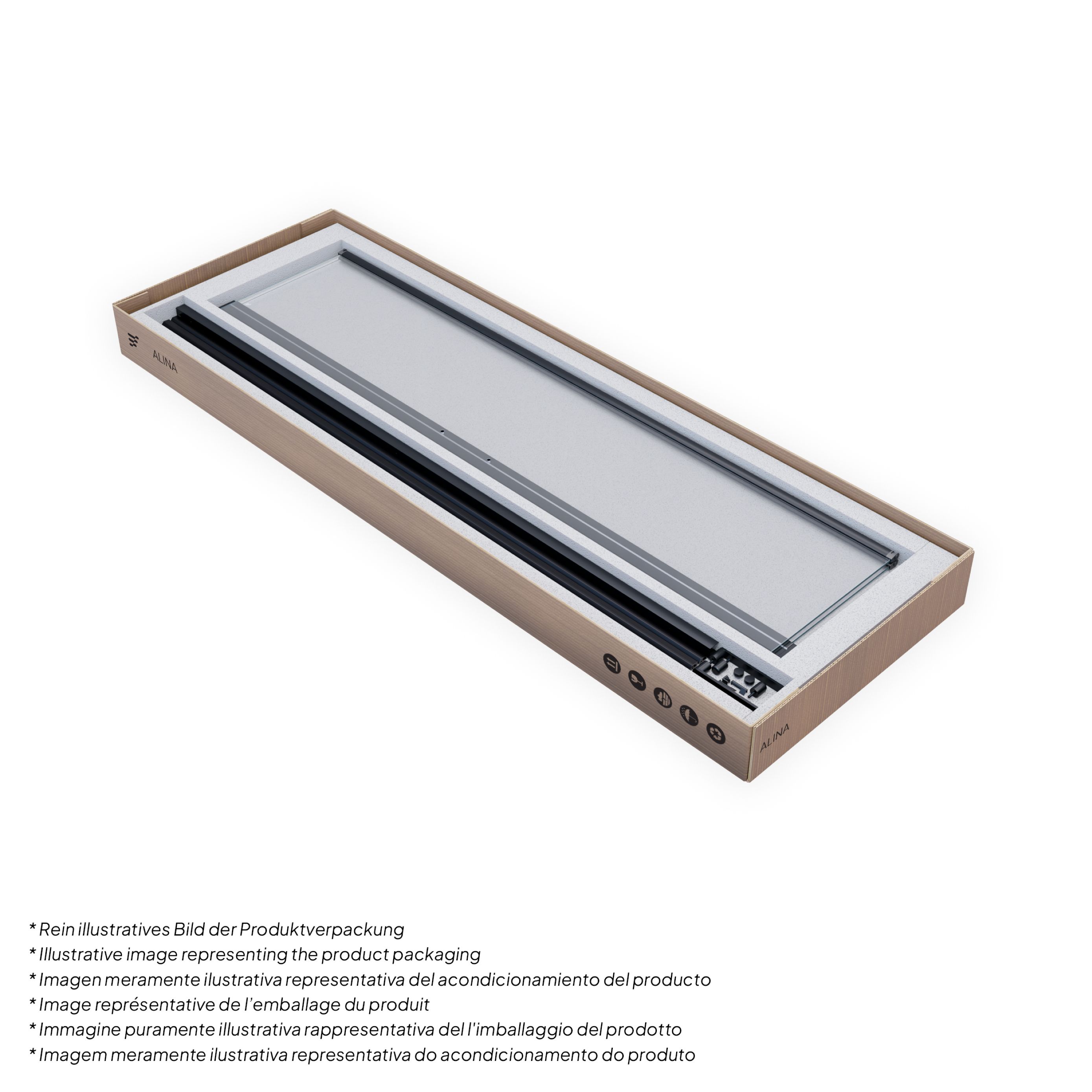 Corner entry Alina with folding doors and black profiles made of ESG safety glass. Alina – Corner entry with folding doors and black profiles made of ESG safety glass.