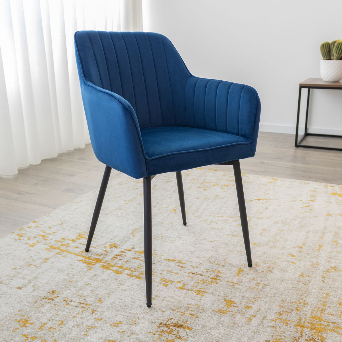 Esszimmerstuhl Wohnzimmerstuhl Dahlia Blau aus Kunstleder