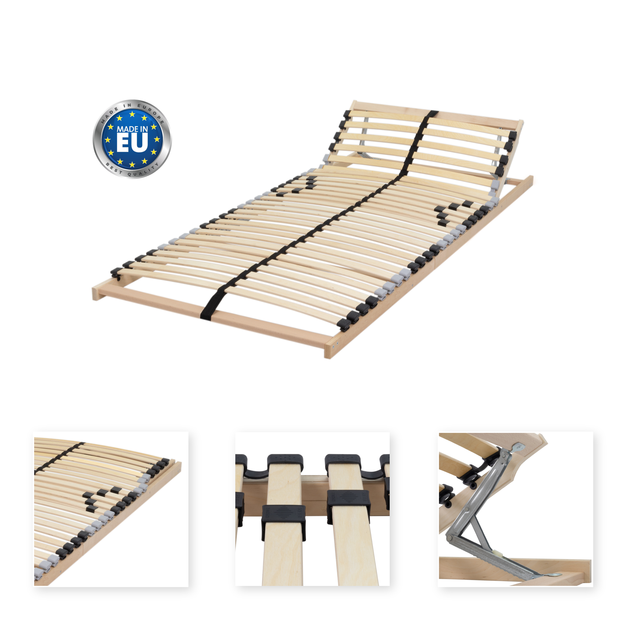 Luna---01 Luna Slatted Frame with 7 Zones, Adjustable Headrest, and Firmness - 90x200 cm
