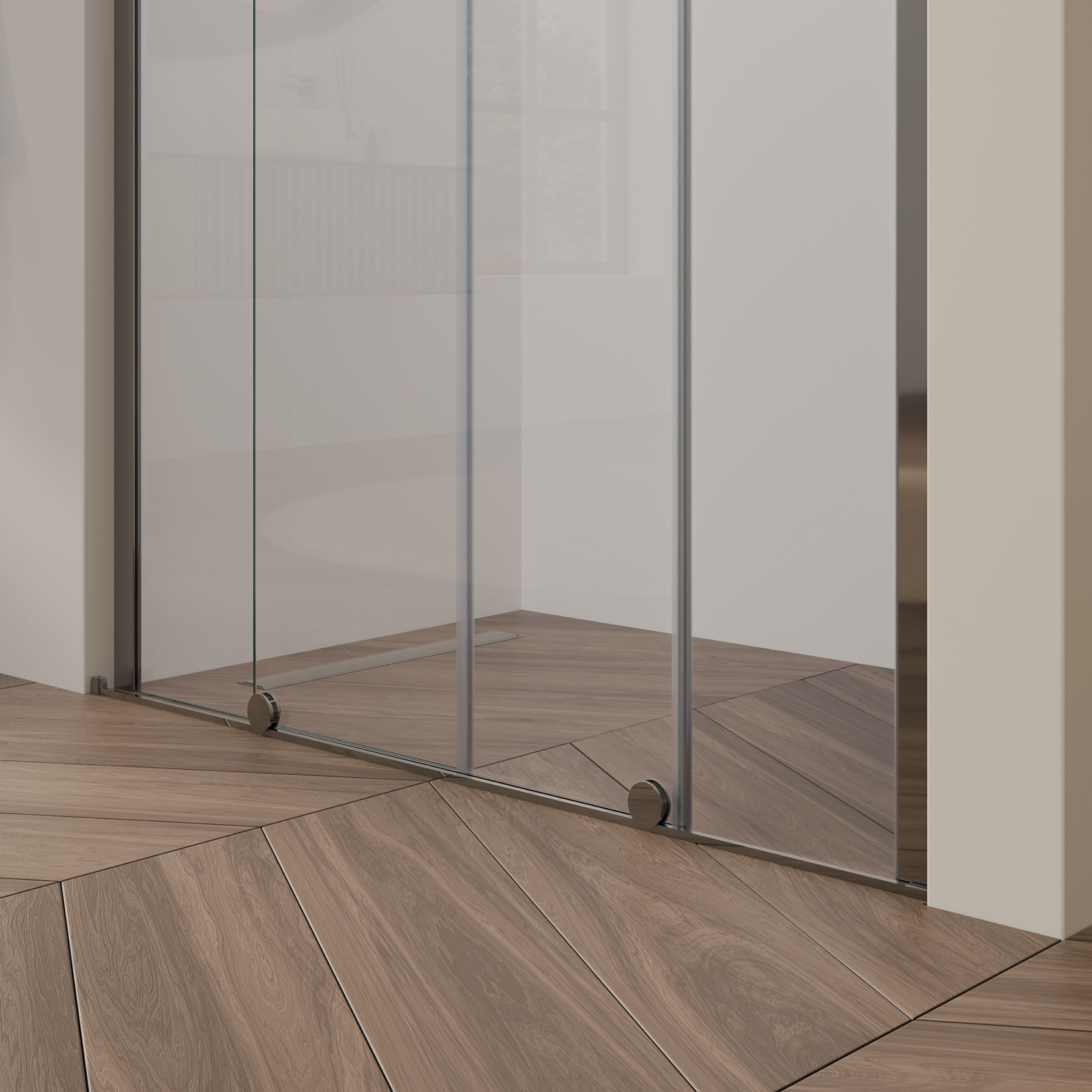 Shower Door Niche Door NADINE with Sliding Door in Chrome made of 8mm Tempered Clear Glass Shower Door Niche Door NADINE with Sliding Door in Chrome made of 8mm Tempered Clear Glass