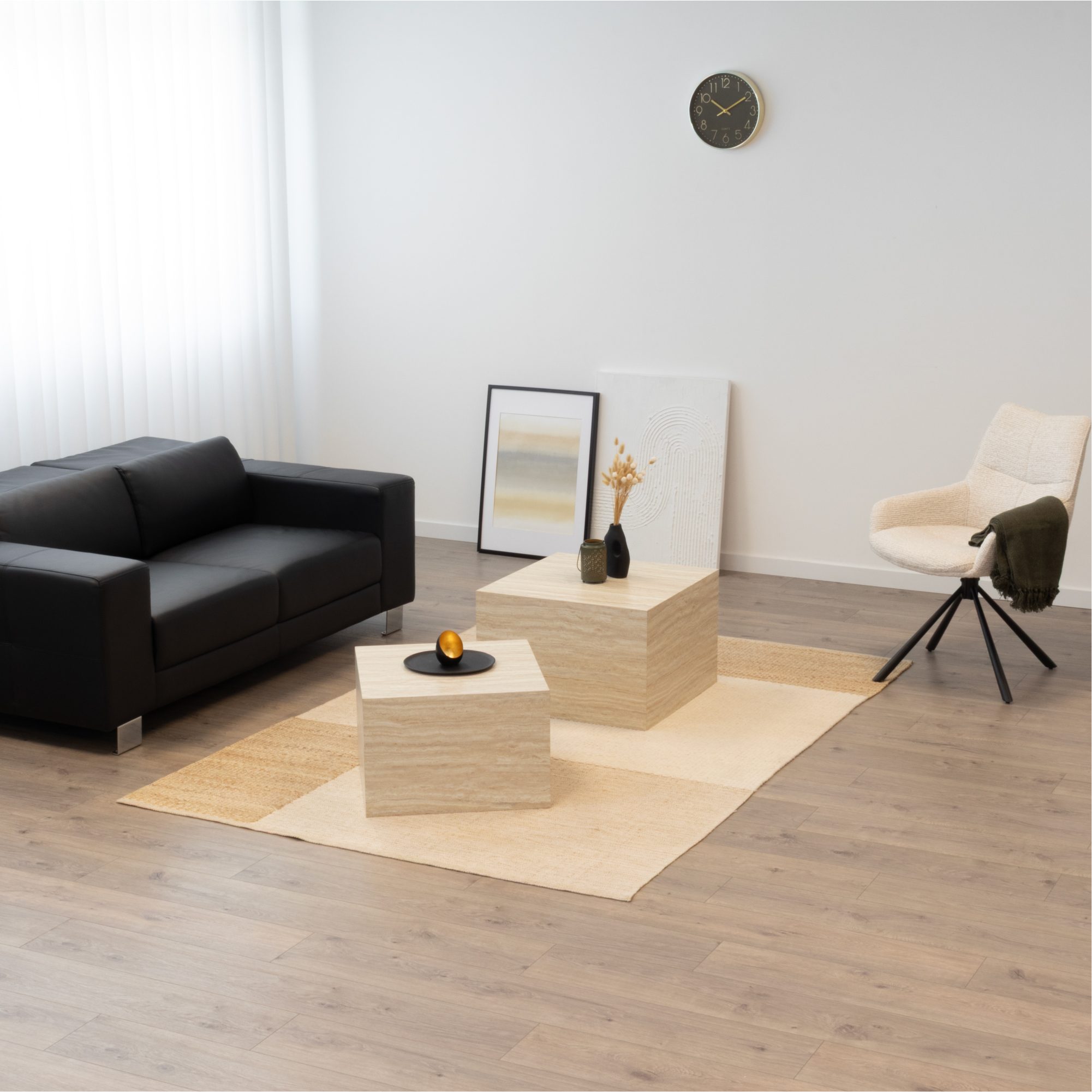 Couchtische / Beistelltisch TANEDA in Beige mit dekorativer Maserung - 2er Set