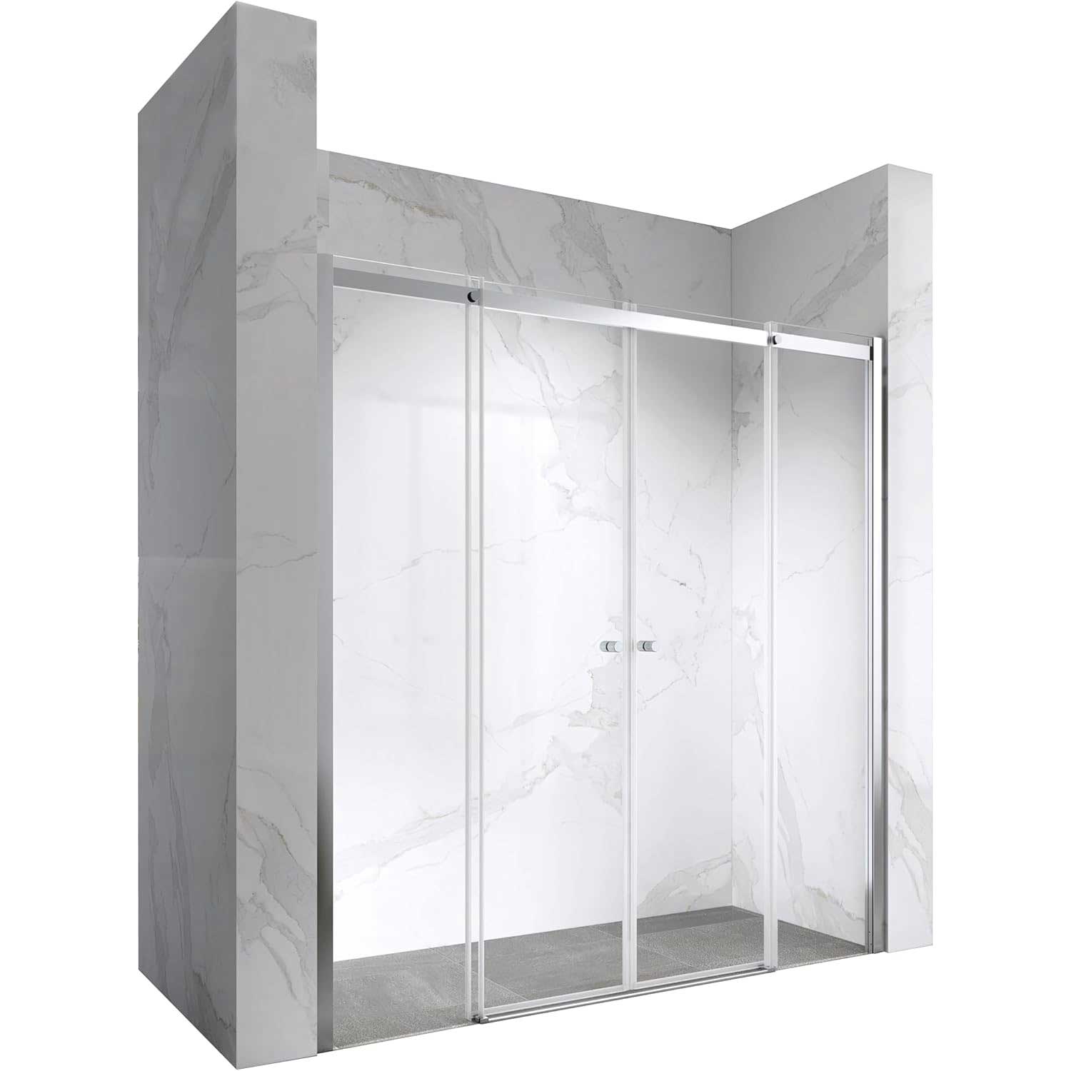 Duschtür Nischentür Kaylee DD mit Schiebetür aus 6mm ESG Klarglas 200x 195 cm-195 cm