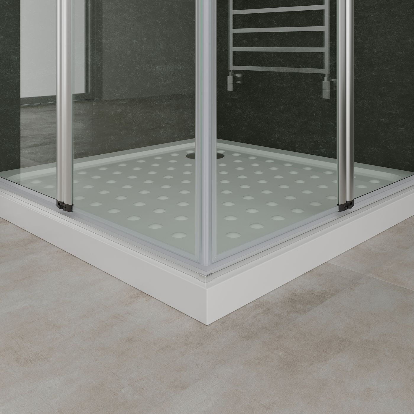 Eckeinstieg Alina mit Falttüren aus ESG Sicherheitsglas Eckeinstieg Alina mit Falttüren aus ESG Sicherheitsglas