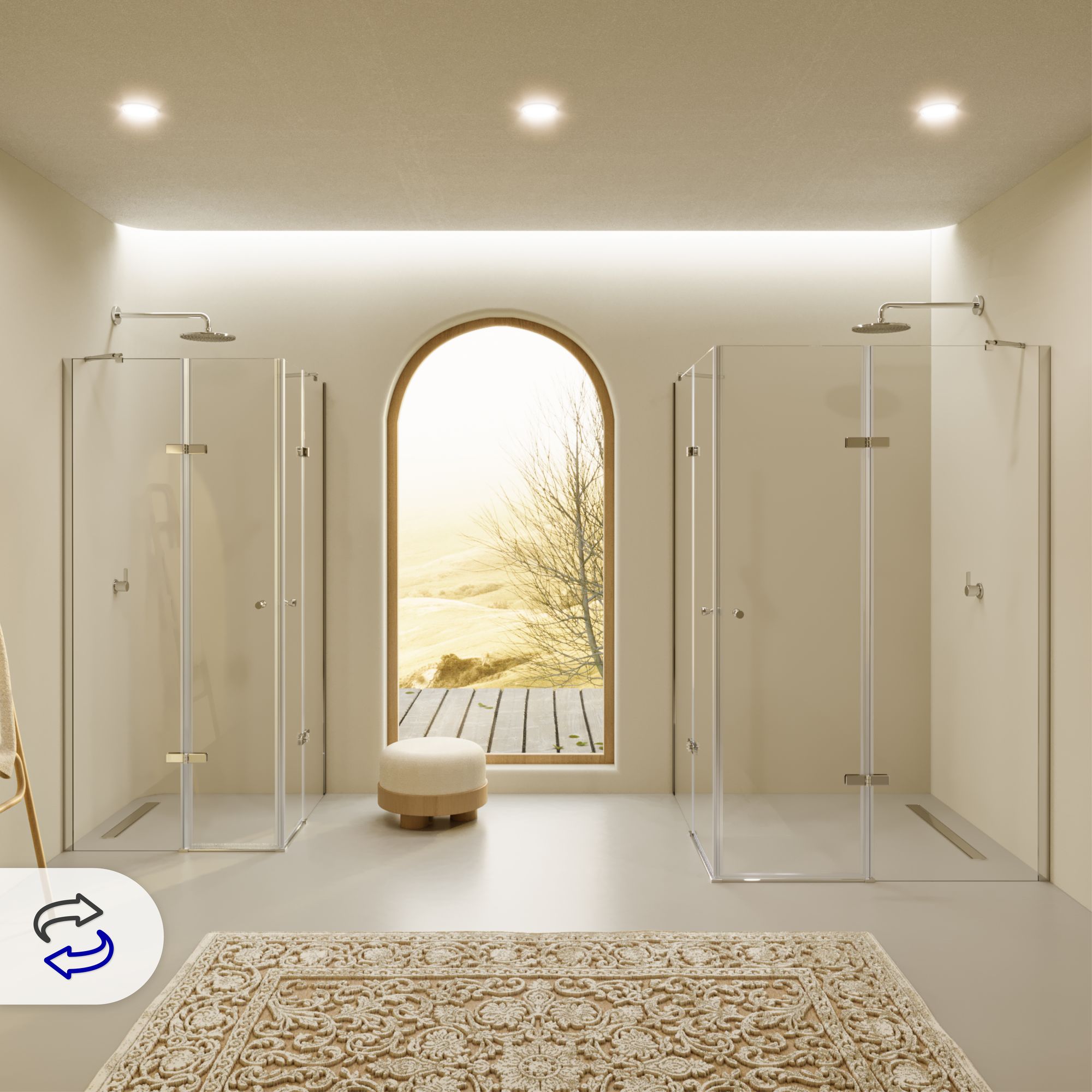 Corner Entry Alice with Folding Doors made of ESG Safety Glass Corner Entry Alice with Folding Doors made of ESG Safety Glass