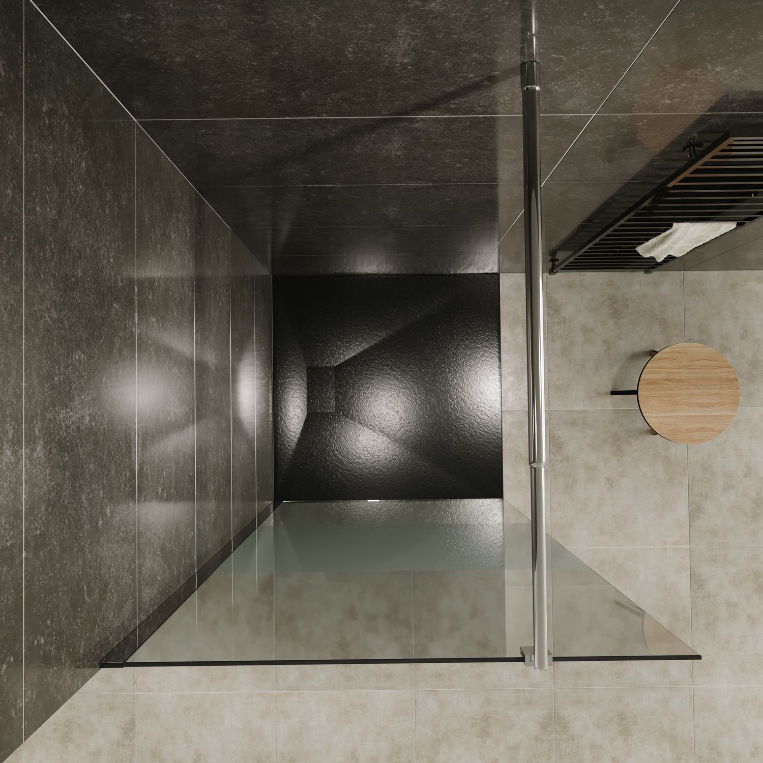 Walk In Dusche FIONA aus 10 mm starkem teilsatiniertem ESG Sicherheitsglas und Edelstahl Profil Walk In Dusche FIONA aus 10 mm starkem teilsatiniertem ESG Sicherheitsglas und Edelstahl Profil