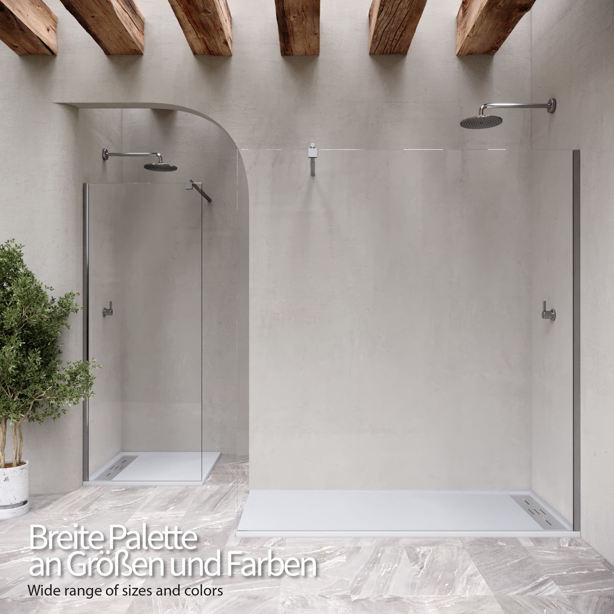 Hiemal – SMC Shower Tray in Slate Finish, including White Drain Assembly with Stainless Steel Cover