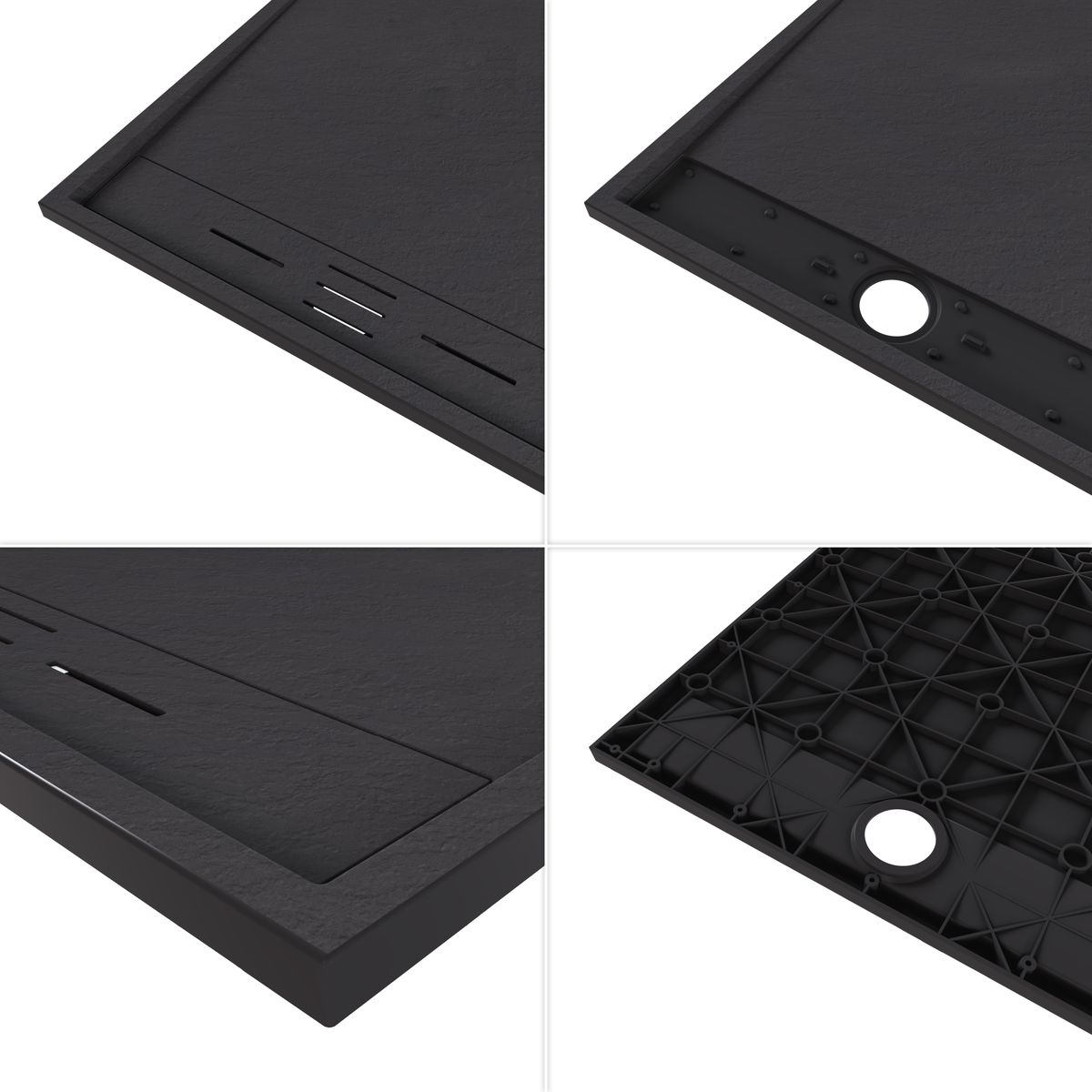 SMC Duschwanne Hiemal in Schieferoptik inkl. Ablaufgarnitur Schwarz SMC Duschwanne Hiemal in Schieferoptik inkl. Ablaufgarnitur Schwarz 90x90 cm