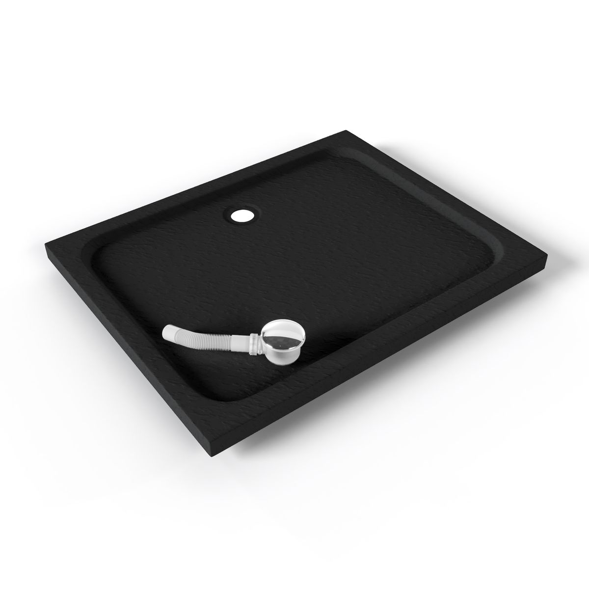 Duschwanne Shimmer STONE aus Sanitäracryl inkl. Ablaufgarnitur - Schwarz 95x95 cm