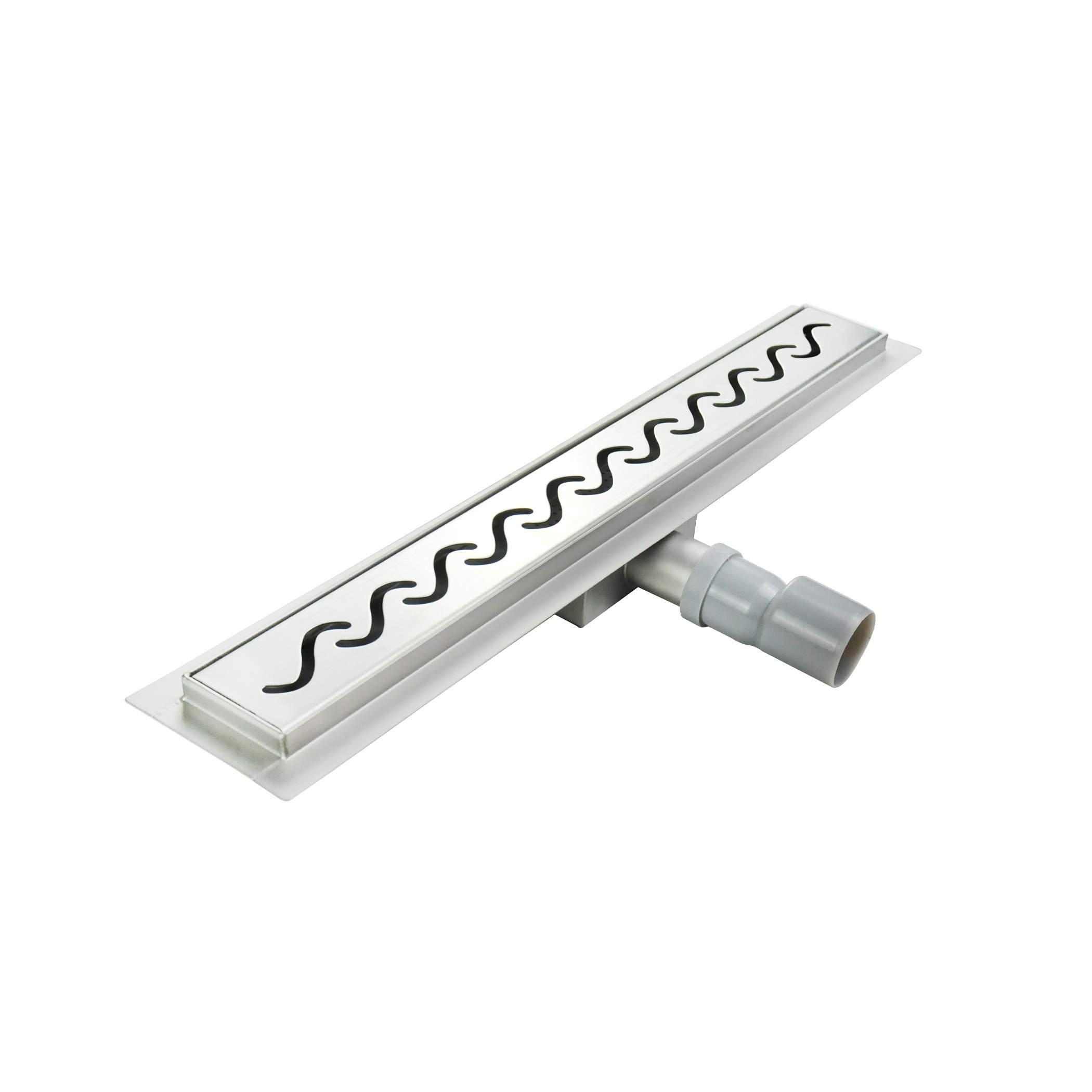 Duschrinne R6 aus Edelstahl für flache Installation mit Wellenmuster Channel – Shower R6 made of Stainless Steel for Flat Installation with Wave Pattern