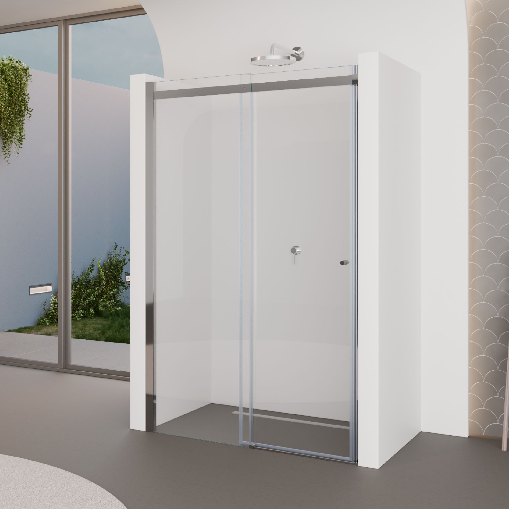 Shower Door Niche Door Kaylee with Sliding Door made of 6mm Tempered Clear Glass