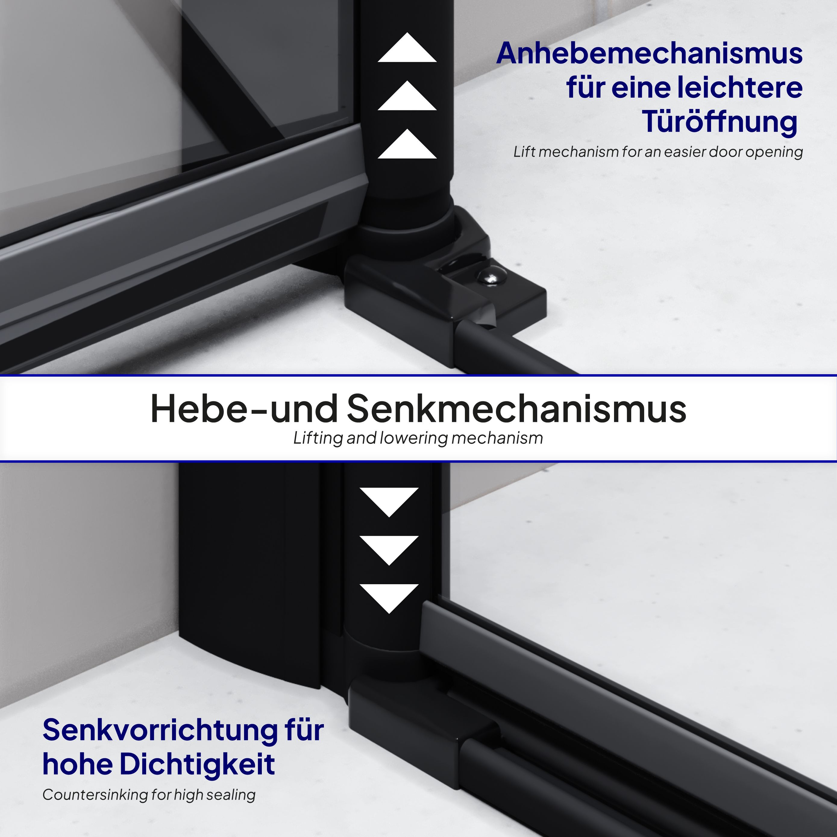 Shower Door Mila with Folding Door made of Clear ESG Safety Glass BLACK EDITION Shower Door Mila with Folding Door made of Clear ESG Safety Glass BLACK EDITION