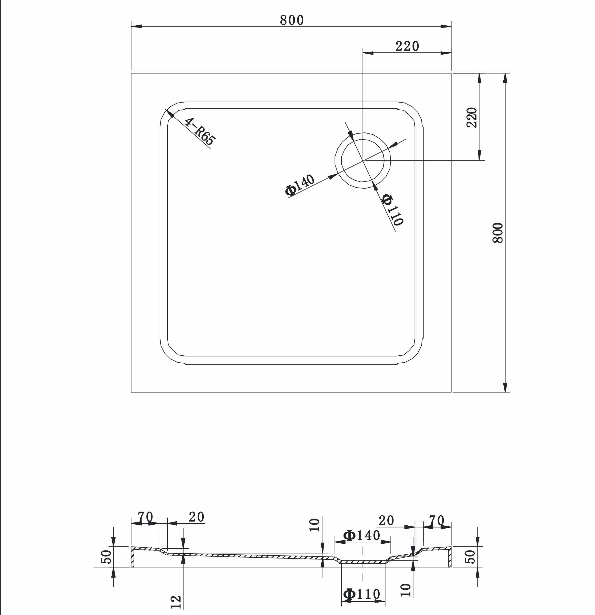 Shower Tray Maja made of sanitary acrylic including waste fitting - White Shower Tray Maja made of sanitary acrylic including waste fitting - White