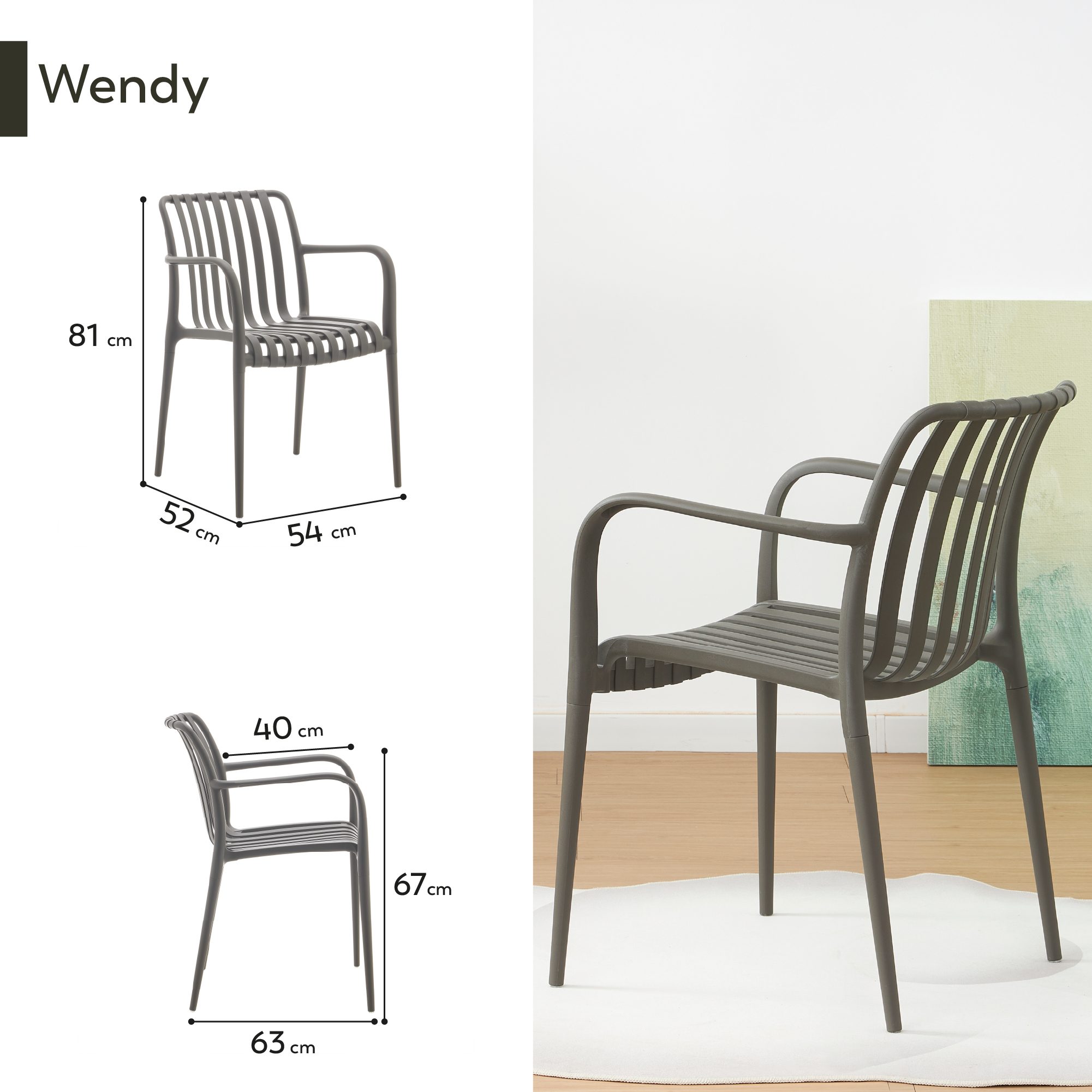 Stuhl WENDY für Innen- und Außenbereiche - 2er Set