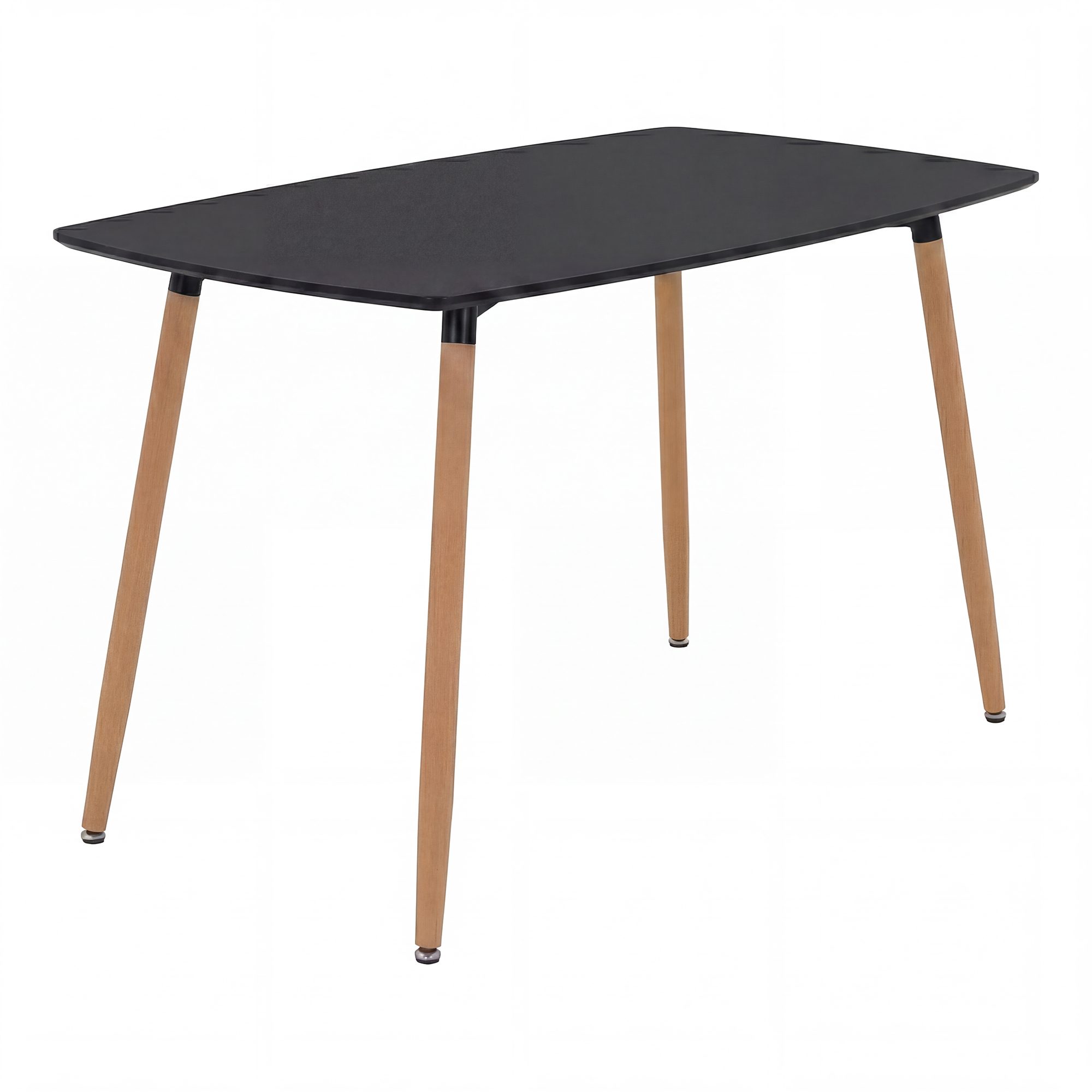 Esstisch Felicia Schwarz mit Metallbeine in Holzoptik, rutschfeste Füße, leichter Aufbau