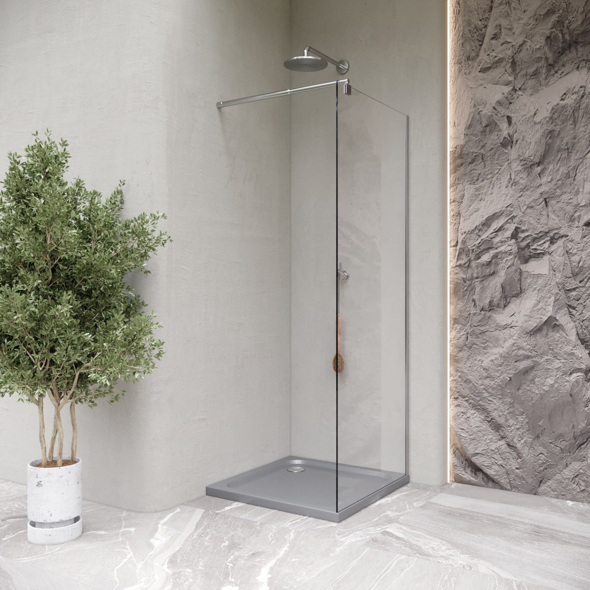 Duschwanne Shimmer aus Sanitäracryl inkl. Ablaufgarnitur - Grau Duschwanne Shimmer aus Sanitäracryl inkl. Ablaufgarnitur - Grau