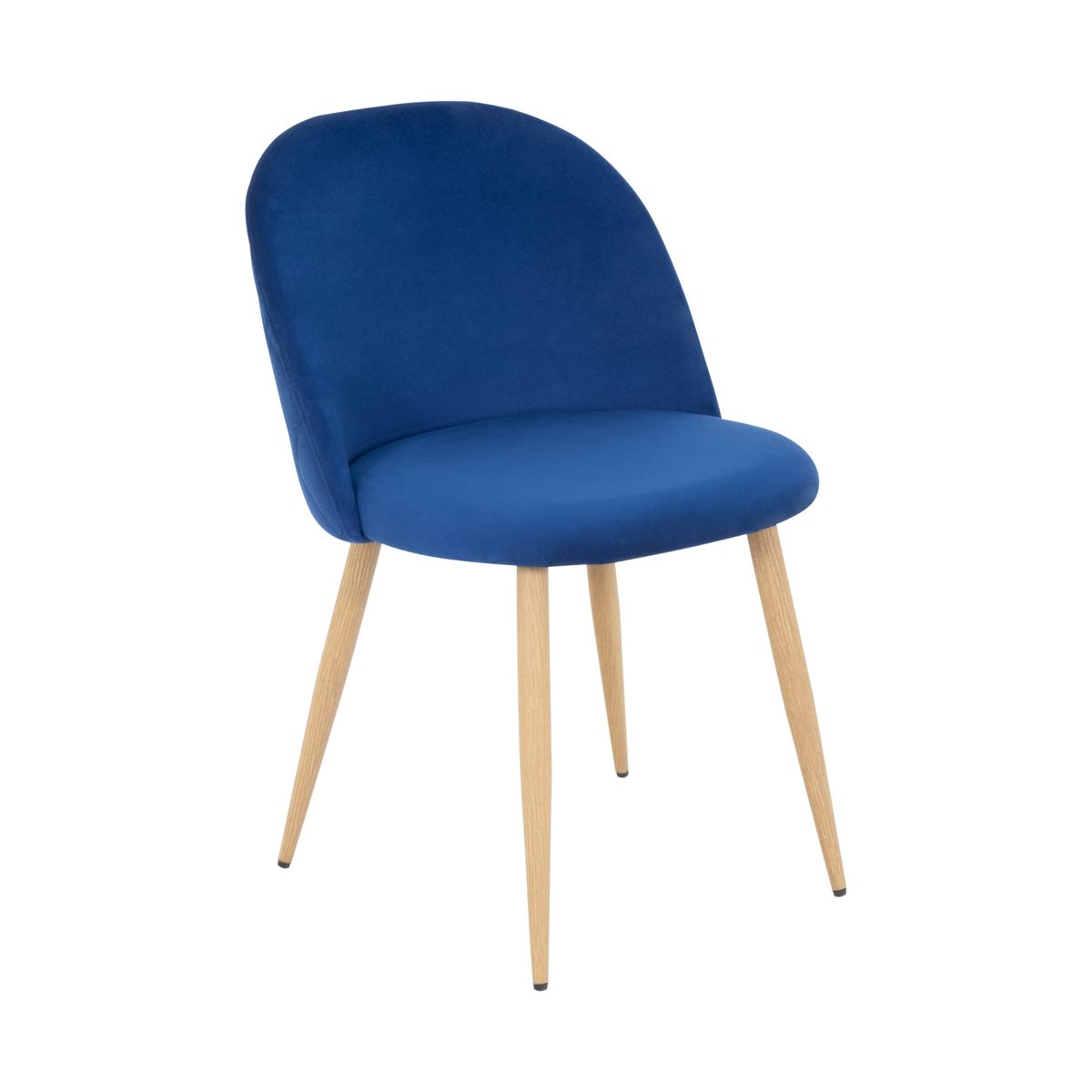 Esszimmerstuhl Wohnzimmerstuhl Bellamy Blau-Holz aus Samt Velour