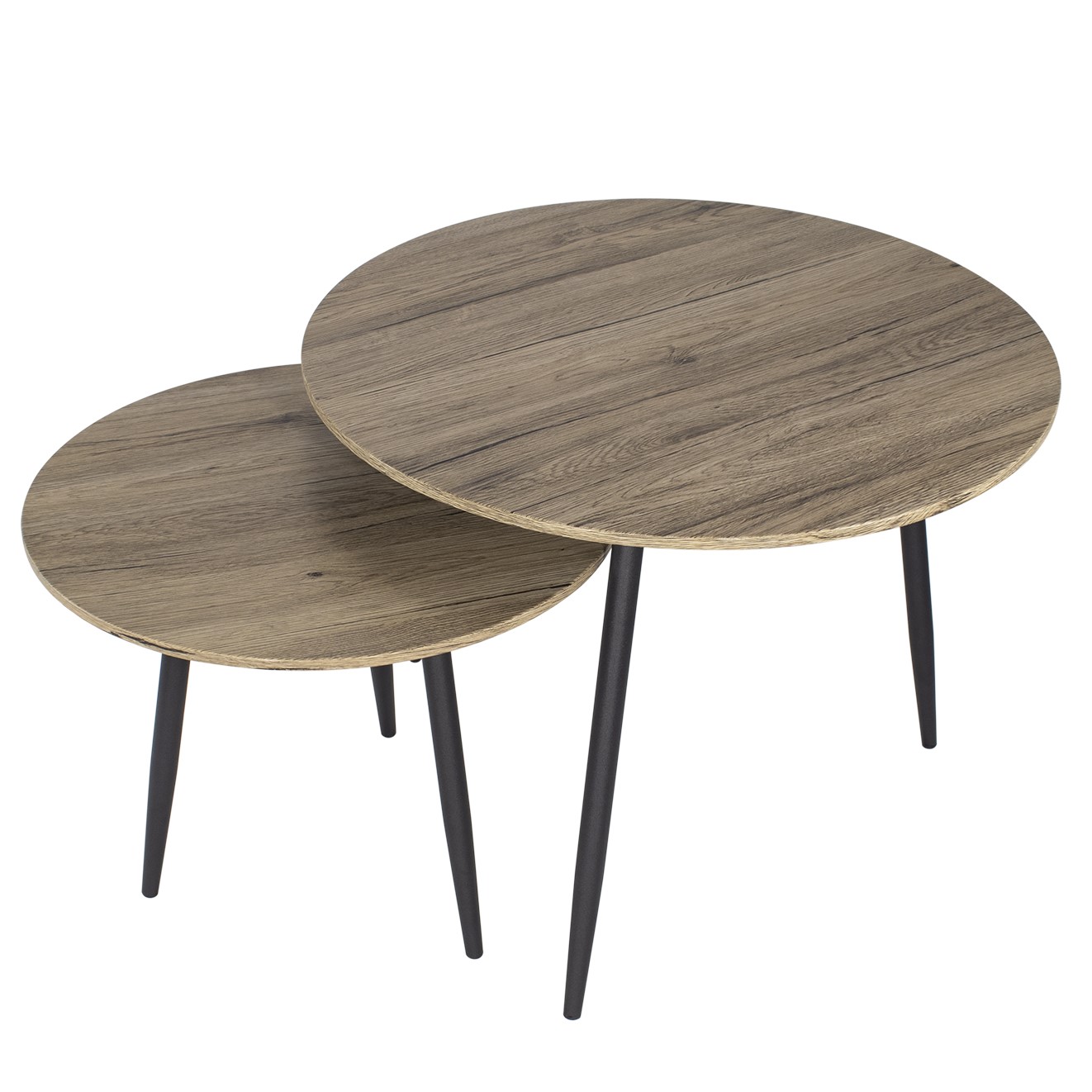 Couchtisch TRISTAN Beistelltisch rund aus Melamin/Metall 2er Set Couchtisch TRISTAN Beistelltisch rund aus Melamin/Metall 2er Set