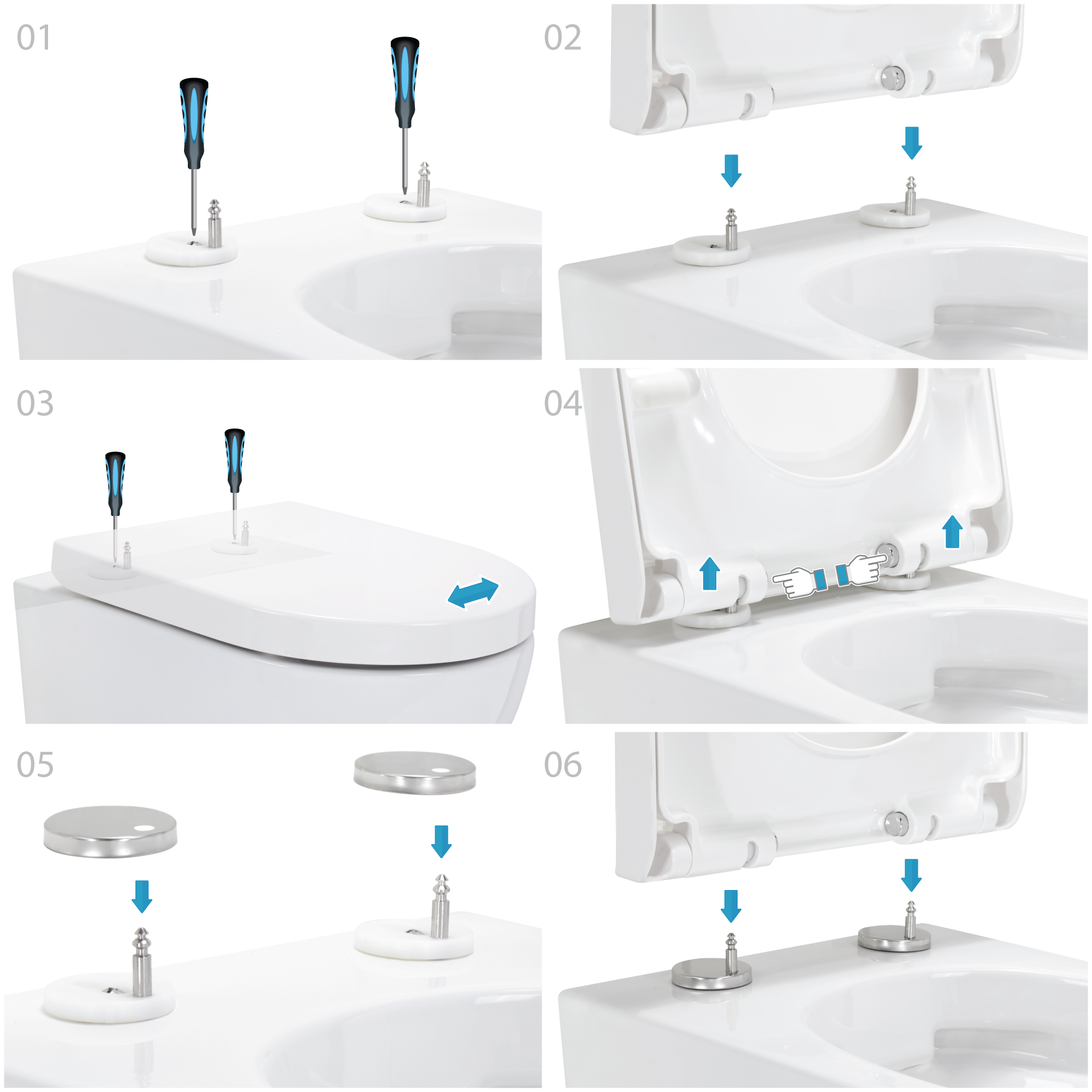 Toilette Hänge WC Spülrandlos inkl. WC Sitz mit Absenkautomatik SOFTCLOSE + abnehmbar Redonde