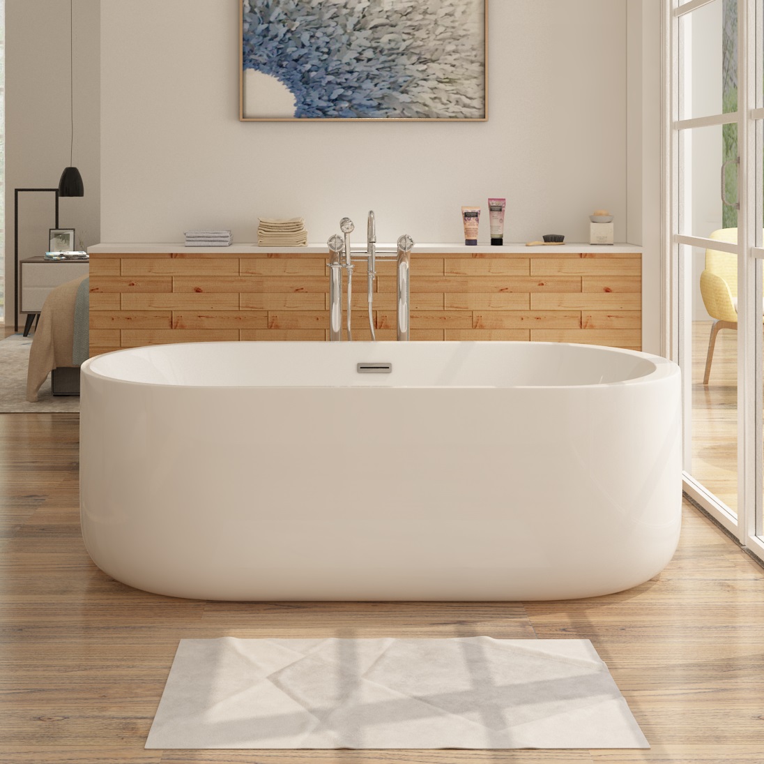 Freistehende Badewanne BIENNE Design 170 x 80 x 58 cm aus Acryl in Weiß