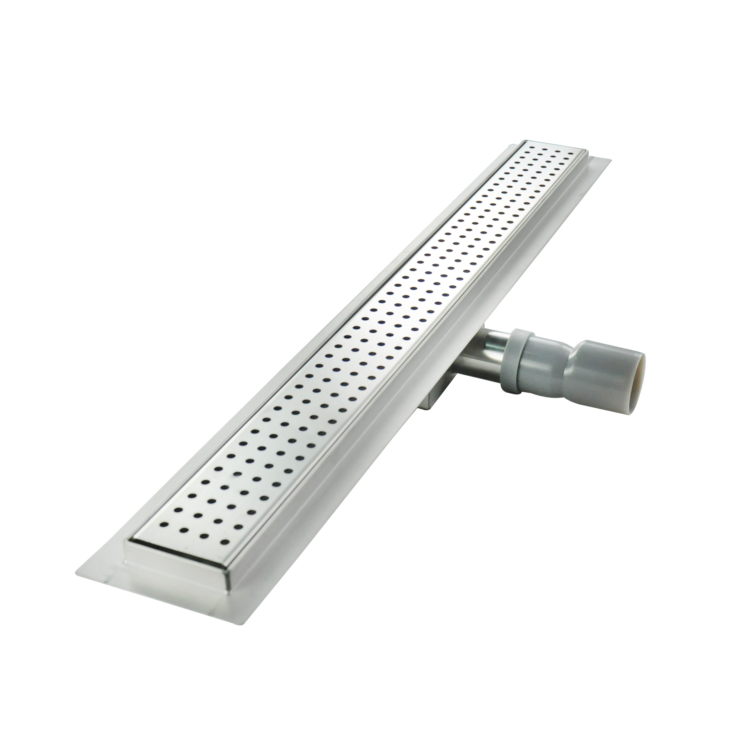 Duschrinne R7 aus Edelstahl für flache Installation mit Quadratmuster Duschrinne R7 aus Edelstahl für flache Installation mit Quadratmuster