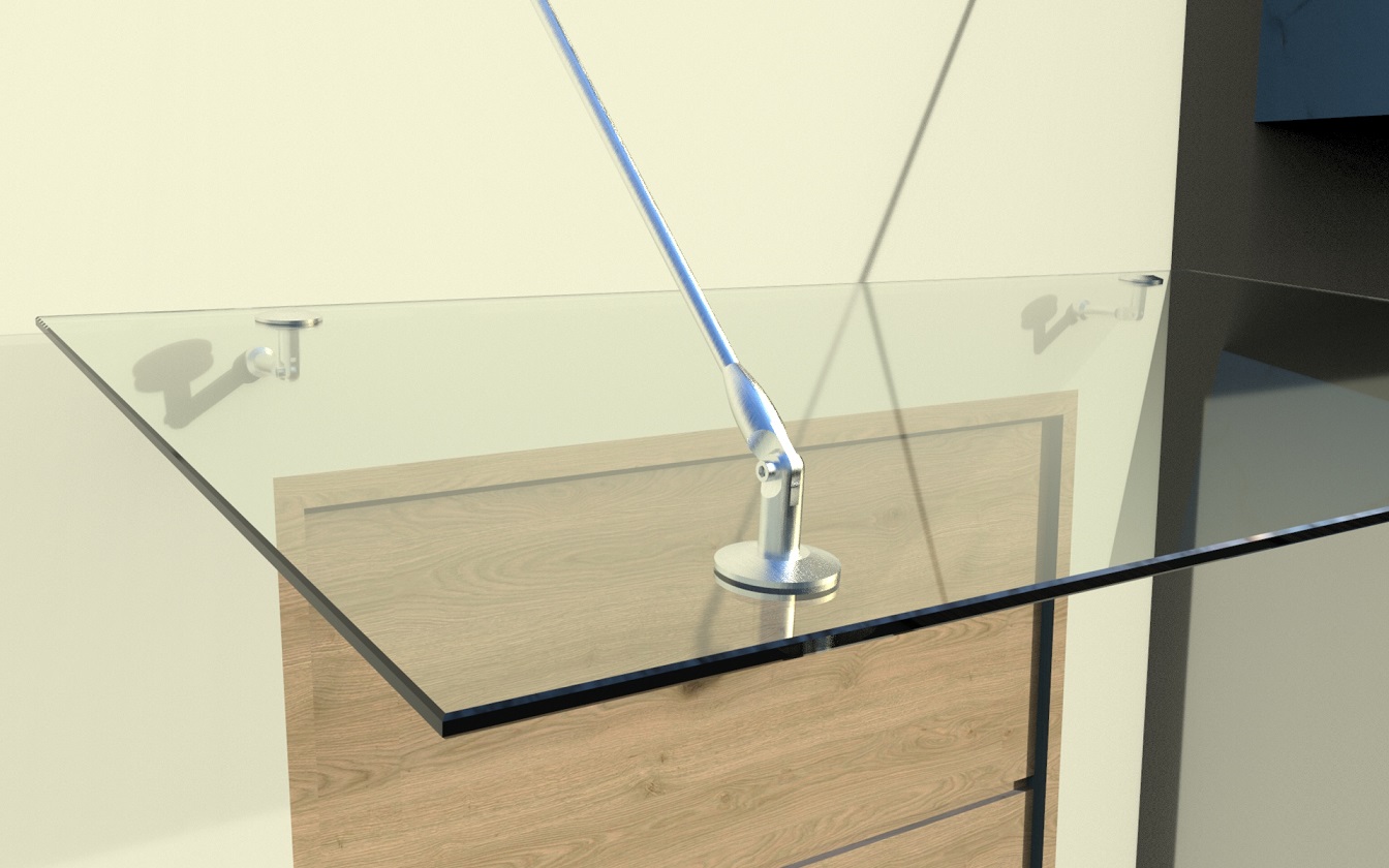 GlasvordachKlarglasManoMano2Halterungen4 Glasvordach Edelstahl Türvordach Glas Halterung Haustür Klarglas VSG - diverse Größen