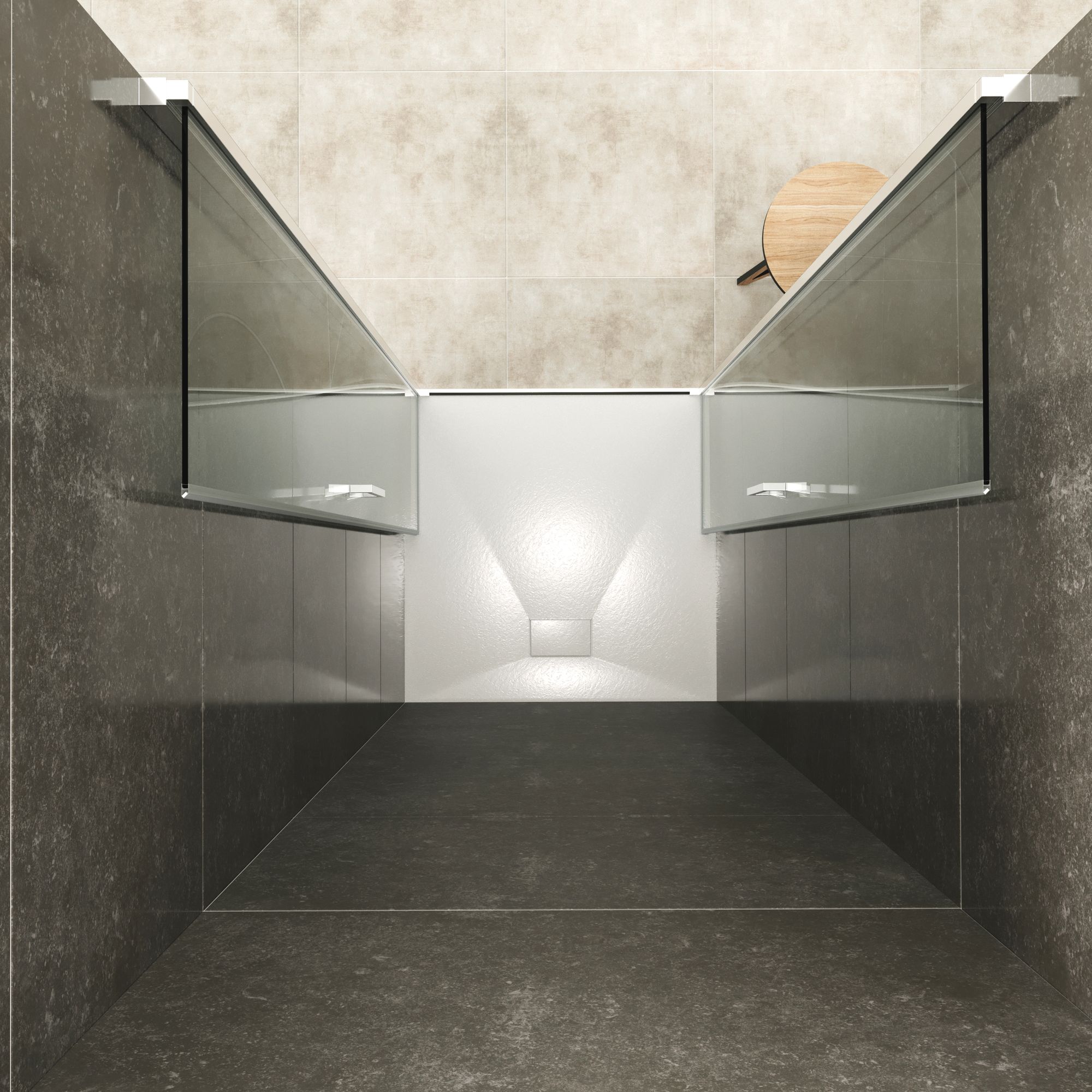 Shower Door Lara with Hinged Doors and Stainless Steel Handles, 68-104 cm, made of ESG Safety Glass Shower Door Lara with Hinged Doors and Stainless Steel Handles, 68-104 cm, made of ESG Safety Glass
