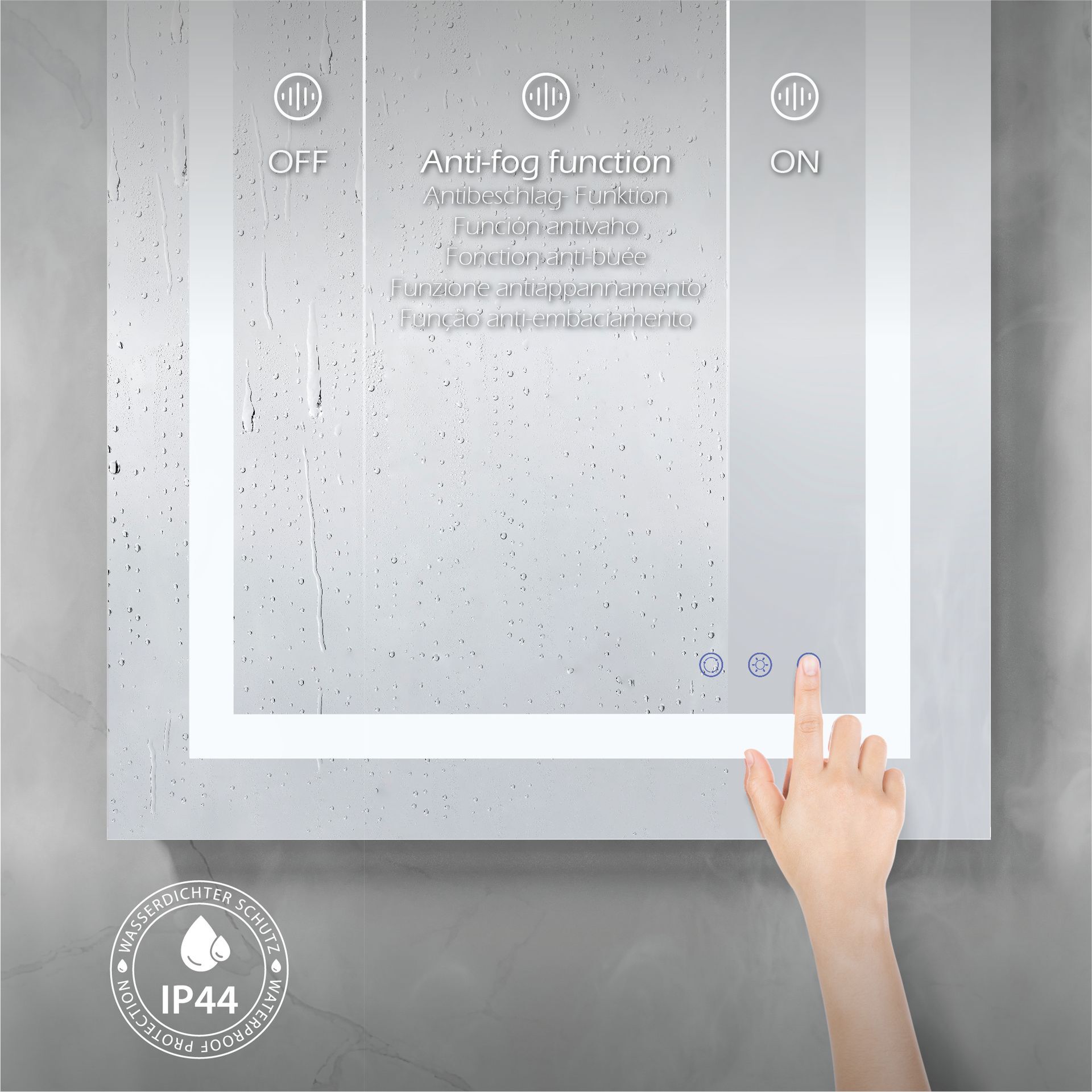 LED Badezimmer Spiegel Oblong mit dimmbarer Beleuchtung, Antibeschlag-Funktion und Farbwechsel LED Badezimmer Spiegel Oblong mit dimmbarer Beleuchtung, Antibeschlag-Funktion und Farbwechsel