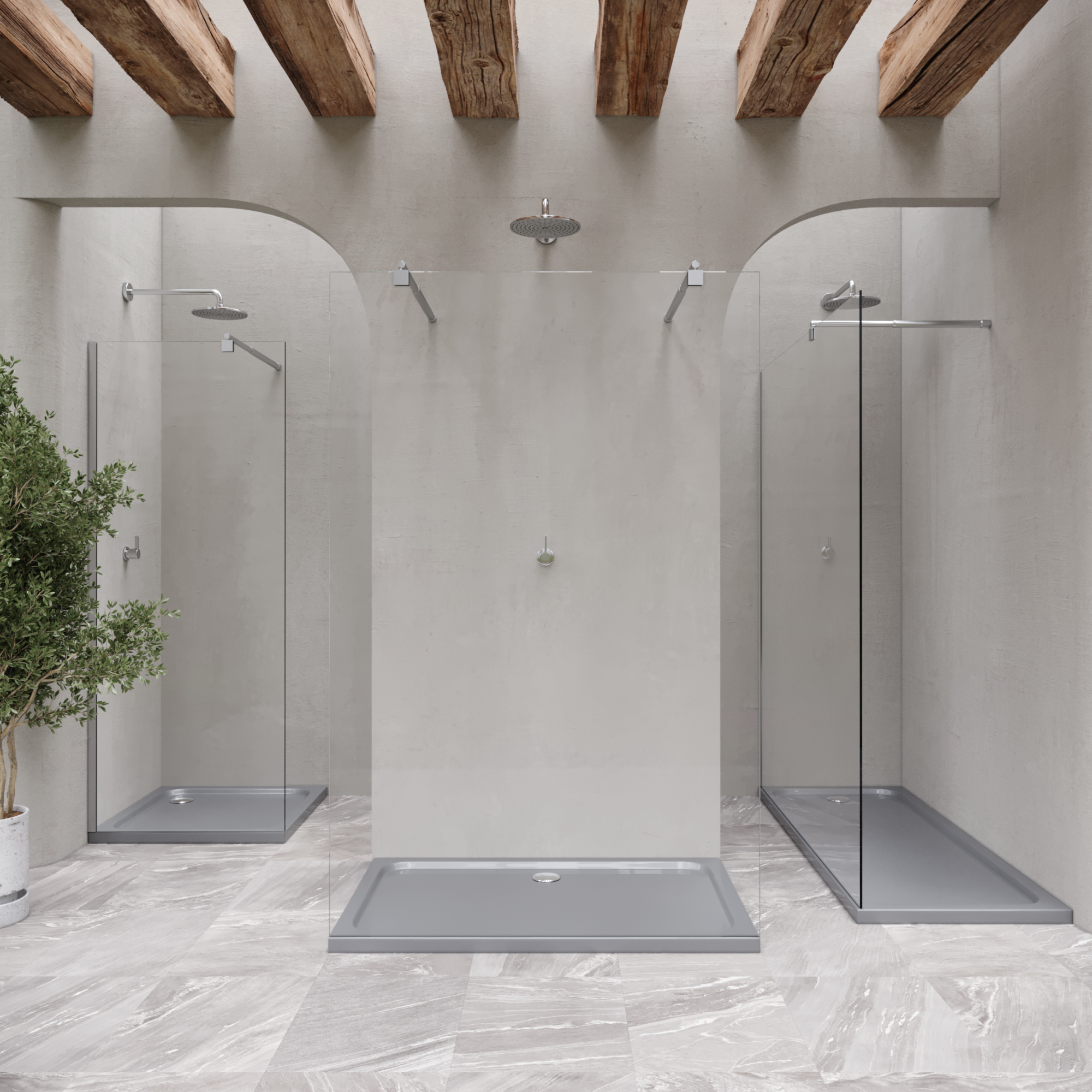 Duschwanne Shimmer aus Sanitäracryl inkl. Ablaufgarnitur - Grau Duschwanne Shimmer aus Sanitäracryl inkl. Ablaufgarnitur - Grau