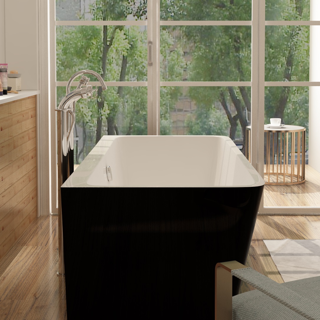 Badewanne aus Sanitäracryl Malmö Schwarz-Weiß - ALLE GRÖßEN Badewanne aus Sanitäracryl Malmö Schwarz-Weiß - ALLE GRÖßEN