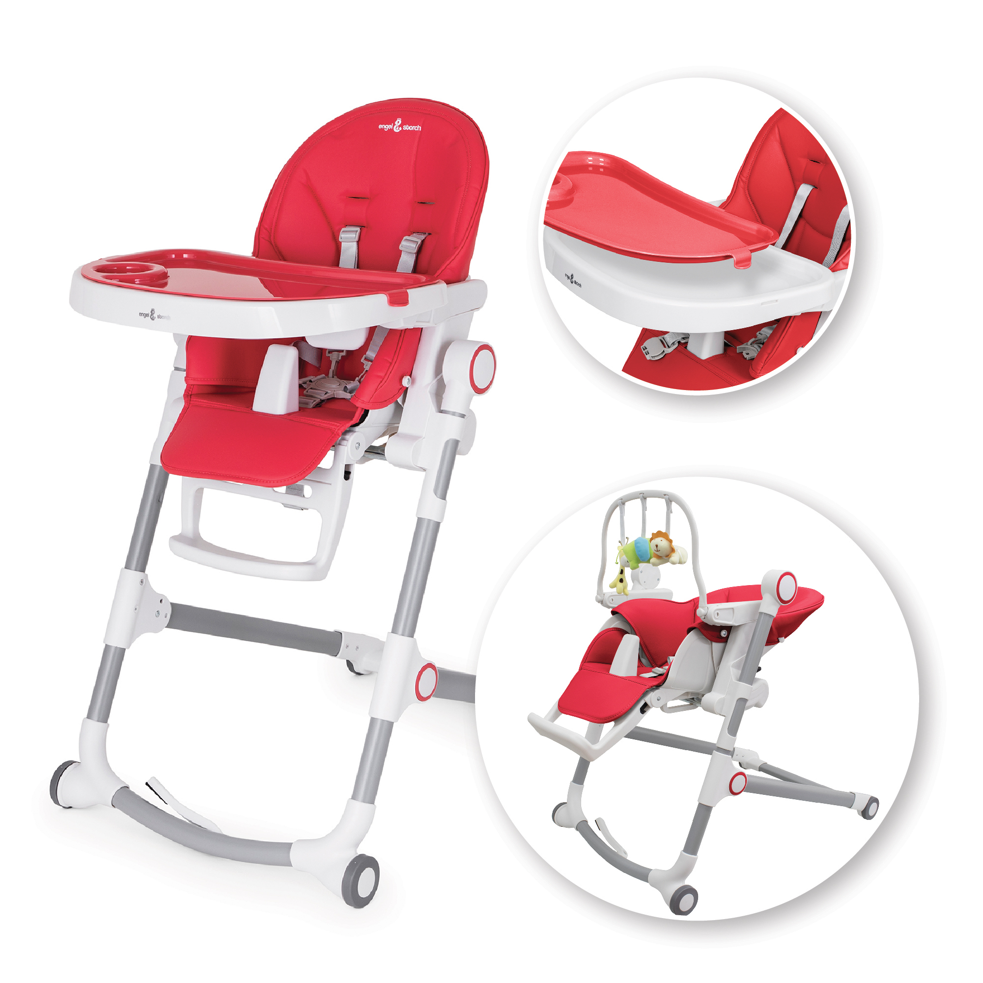 Kinderhochstuhl HUGO Babystuhl Verstellbar Klappbar Kinderhochstuhl HUGO Babystuhl Verstellbar Klappbar Rot