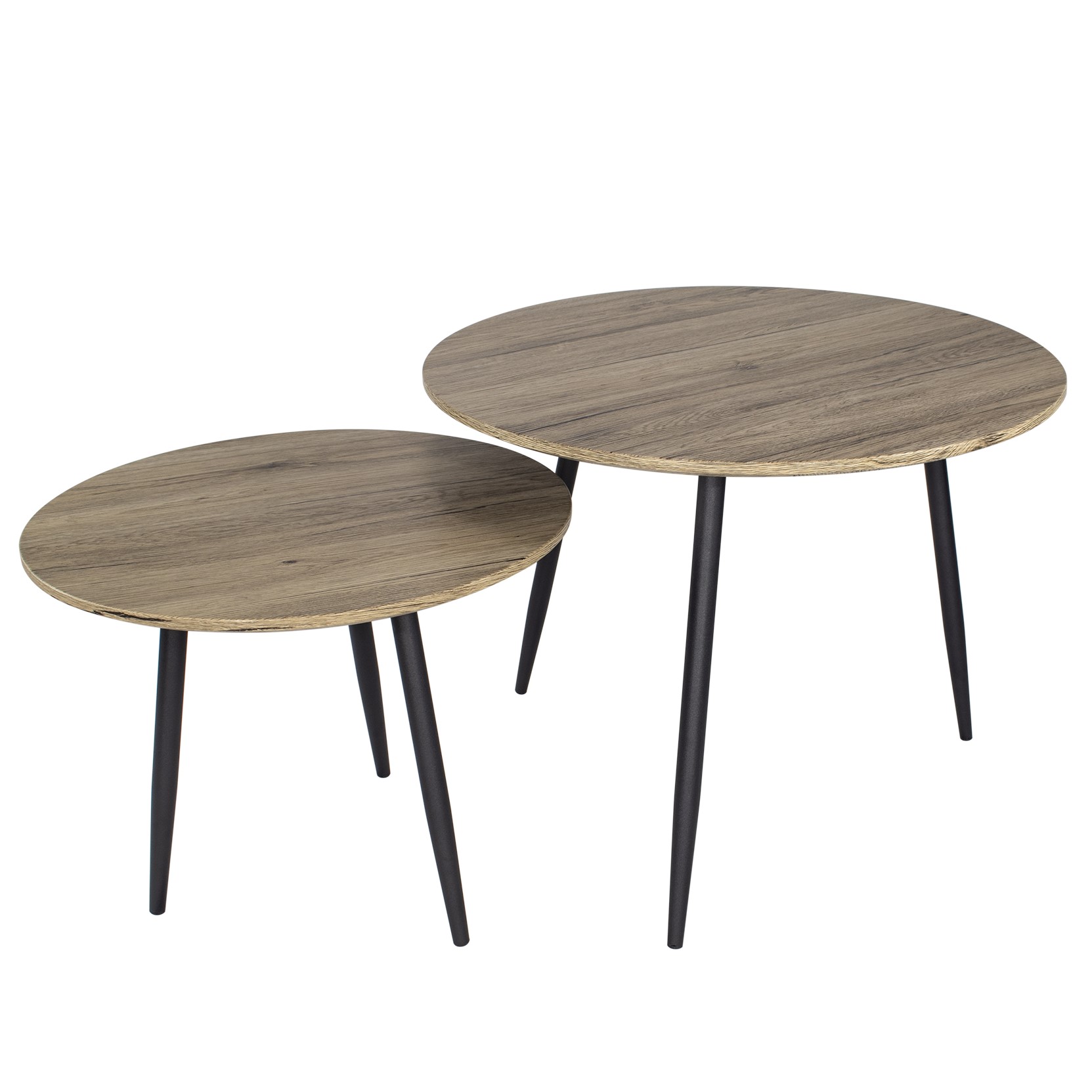 Couchtisch TRISTAN Beistelltisch rund aus Melamin/Metall 2er Set Couchtisch TRISTAN Beistelltisch rund aus Melamin/Metall 2er Set