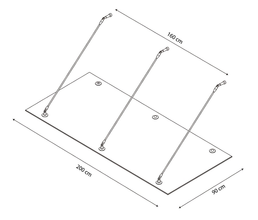 Glasvordach Edelstahl Türvordach Glas Halterung Haustür Satiniert VSG 200x90cm 3 Halterungen