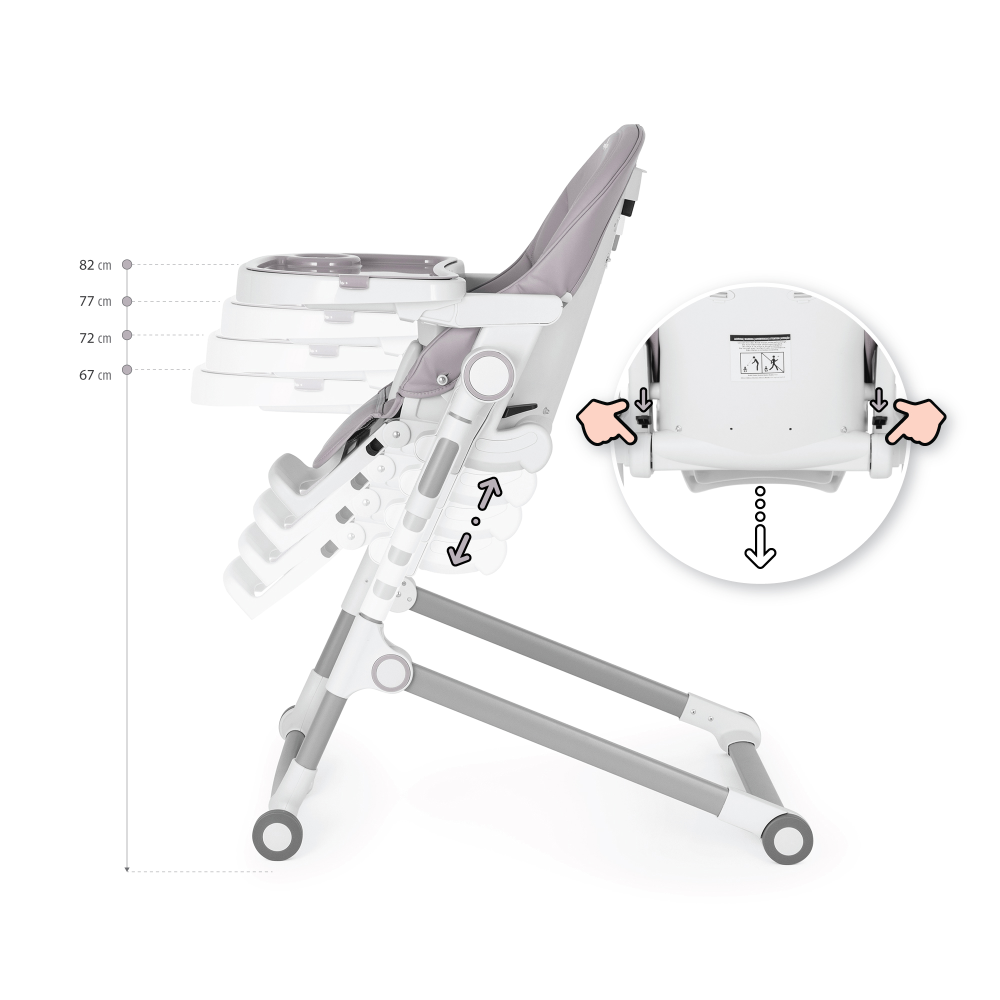 Q5-Details---Grey01 Kinderhochstuhl HUGO Babystuhl Verstellbar Klappbar