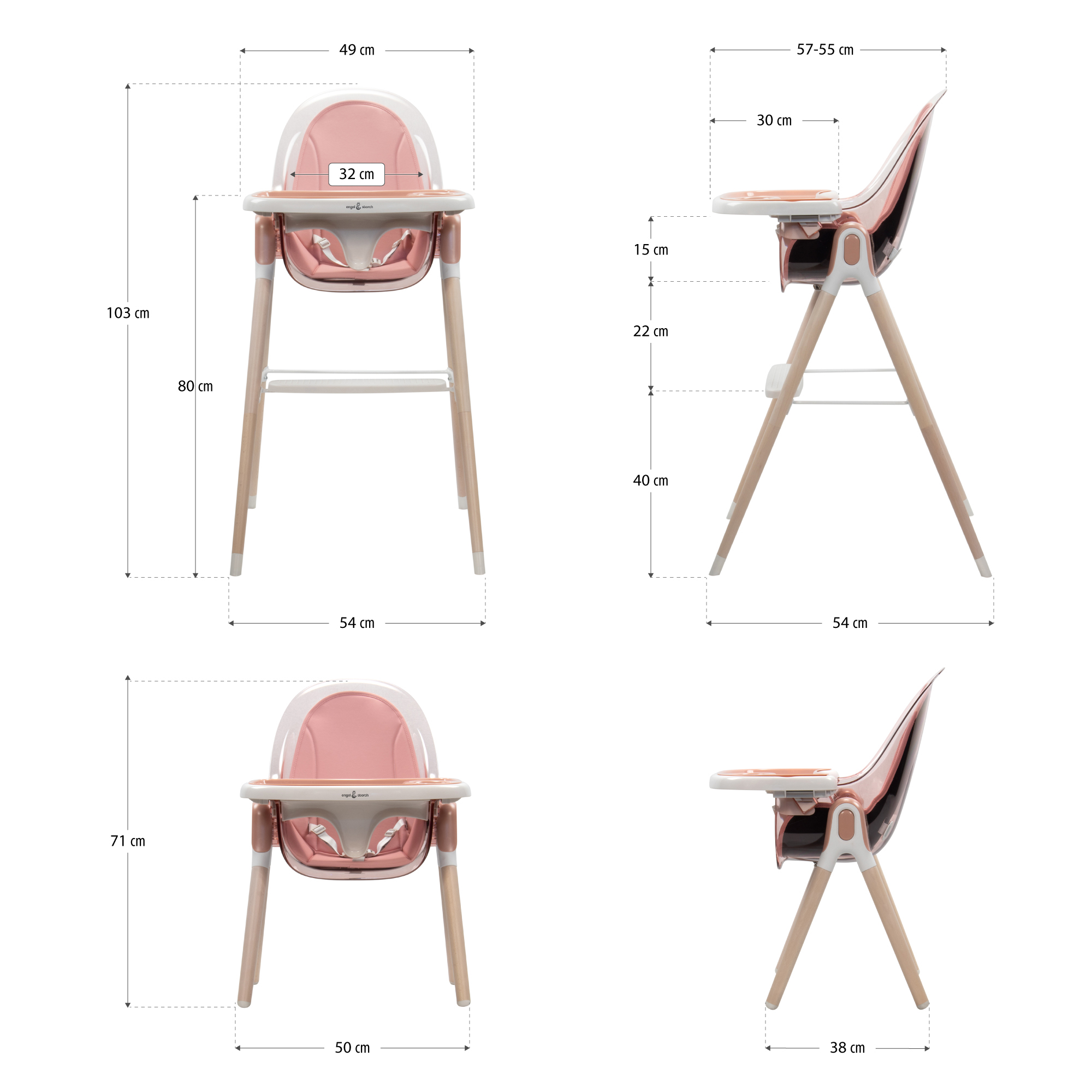 Kinderhochstuhl ARTO Kinderstuhl mit Esstablett und Stuhl Transparent Rosa Kinderhochstuhl ARTO Kinderstuhl mit Esstablett und Stuhl Transparent Rosa