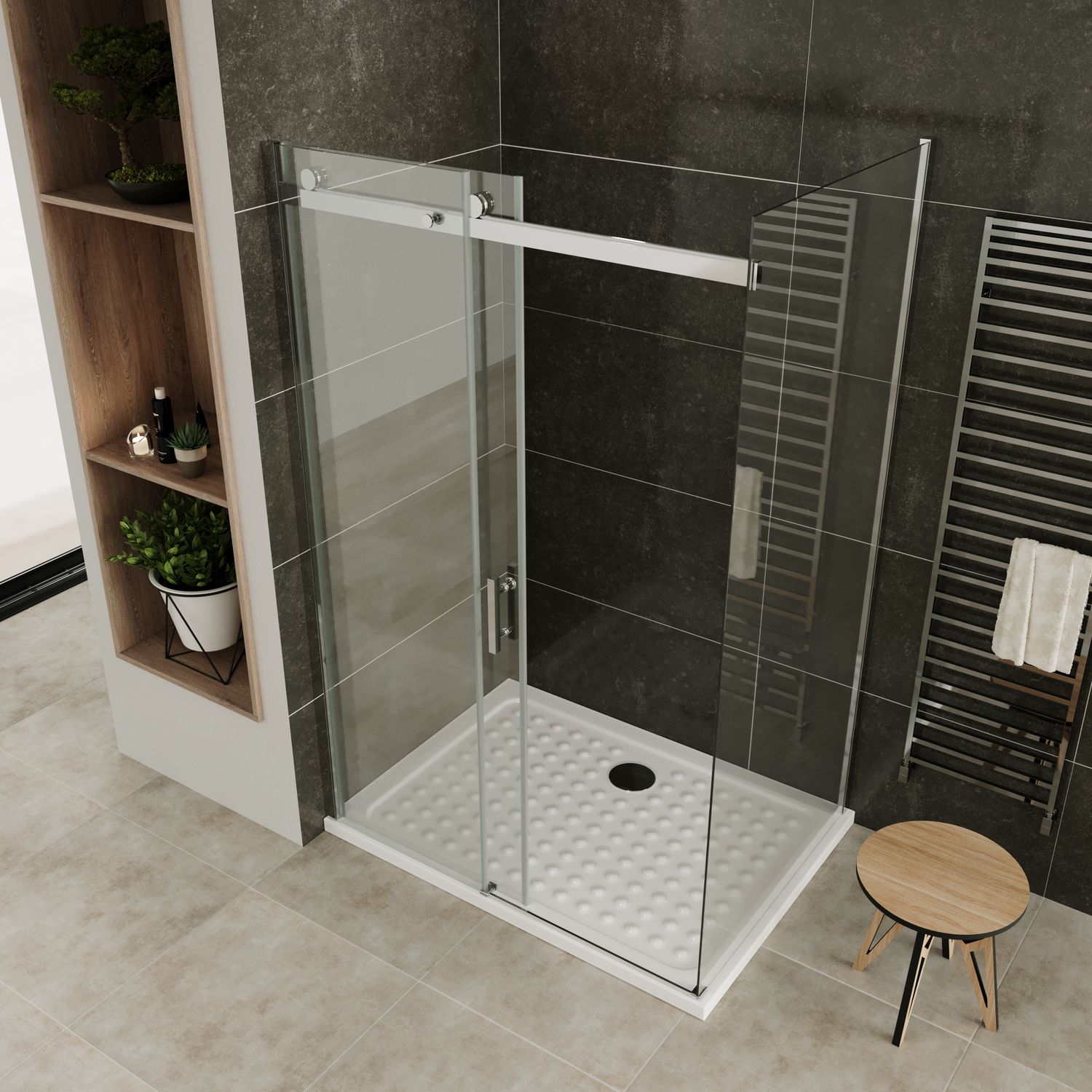 Fronteinstieg Viola mit Schiebetür aus 8 mm ESG Sicherheitsglas Fronteinstieg Viola mit Schiebetür aus 8 mm ESG Sicherheitsglas