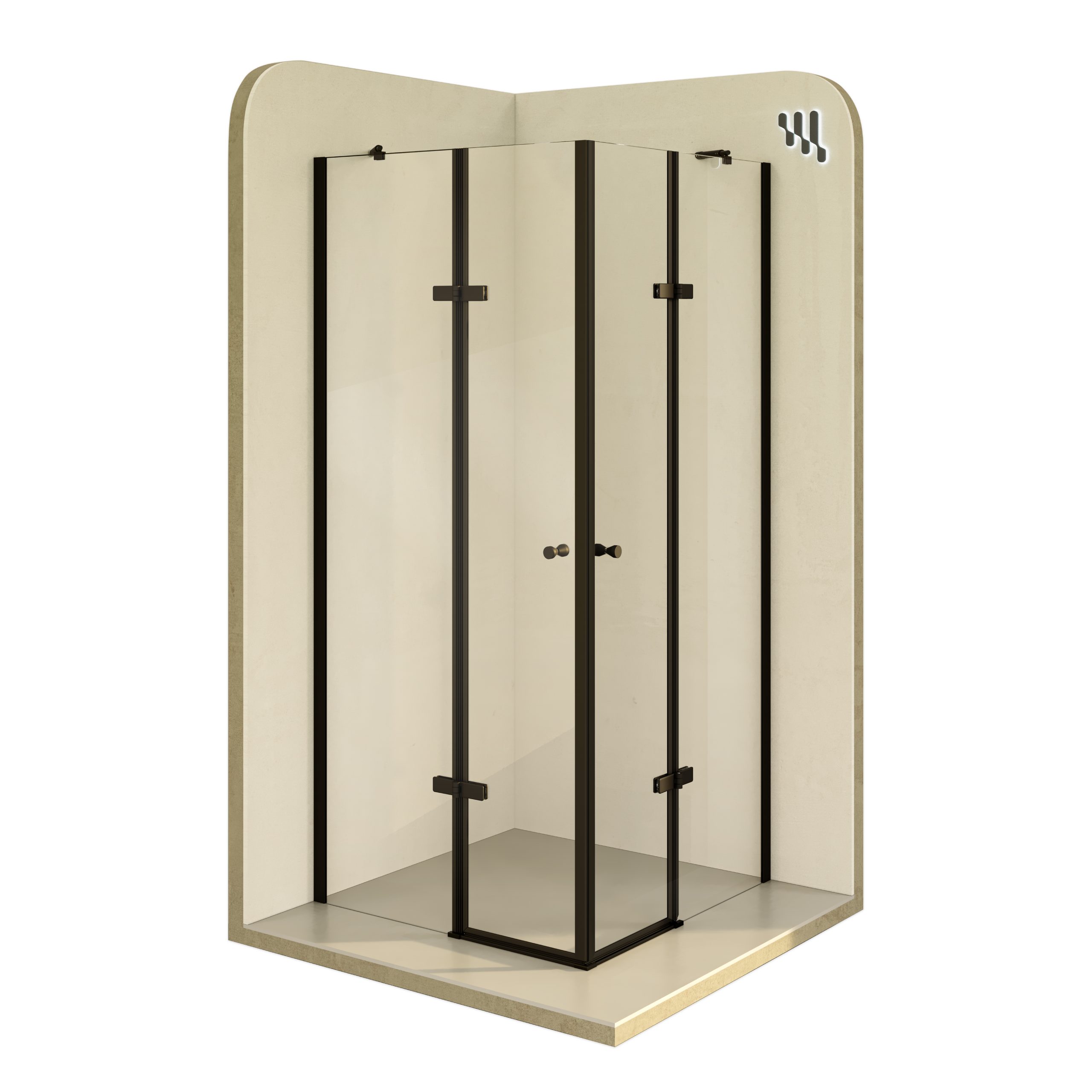 Corner Entry Alice BLACK with Folding Doors made of ESG Safety Glass Corner Entry Alice BLACK with Folding Doors made of ESG Safety Glass