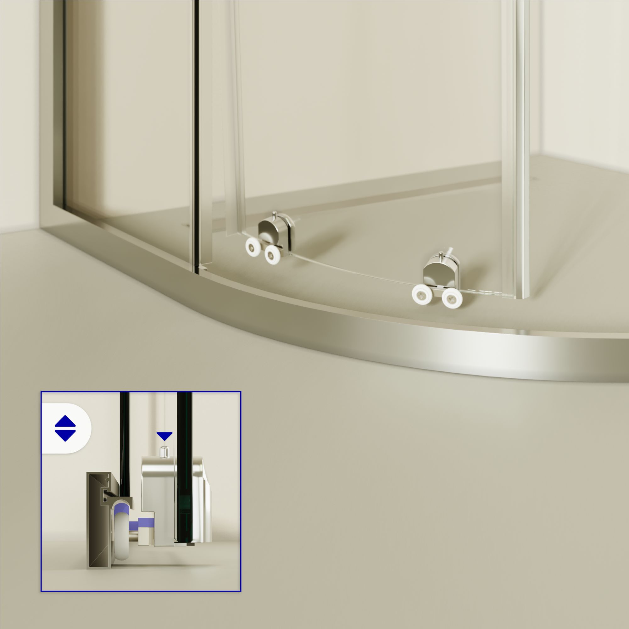Viertelkreisdusche Ella mit Schiebetüren aus ESG Sicherheitsglas