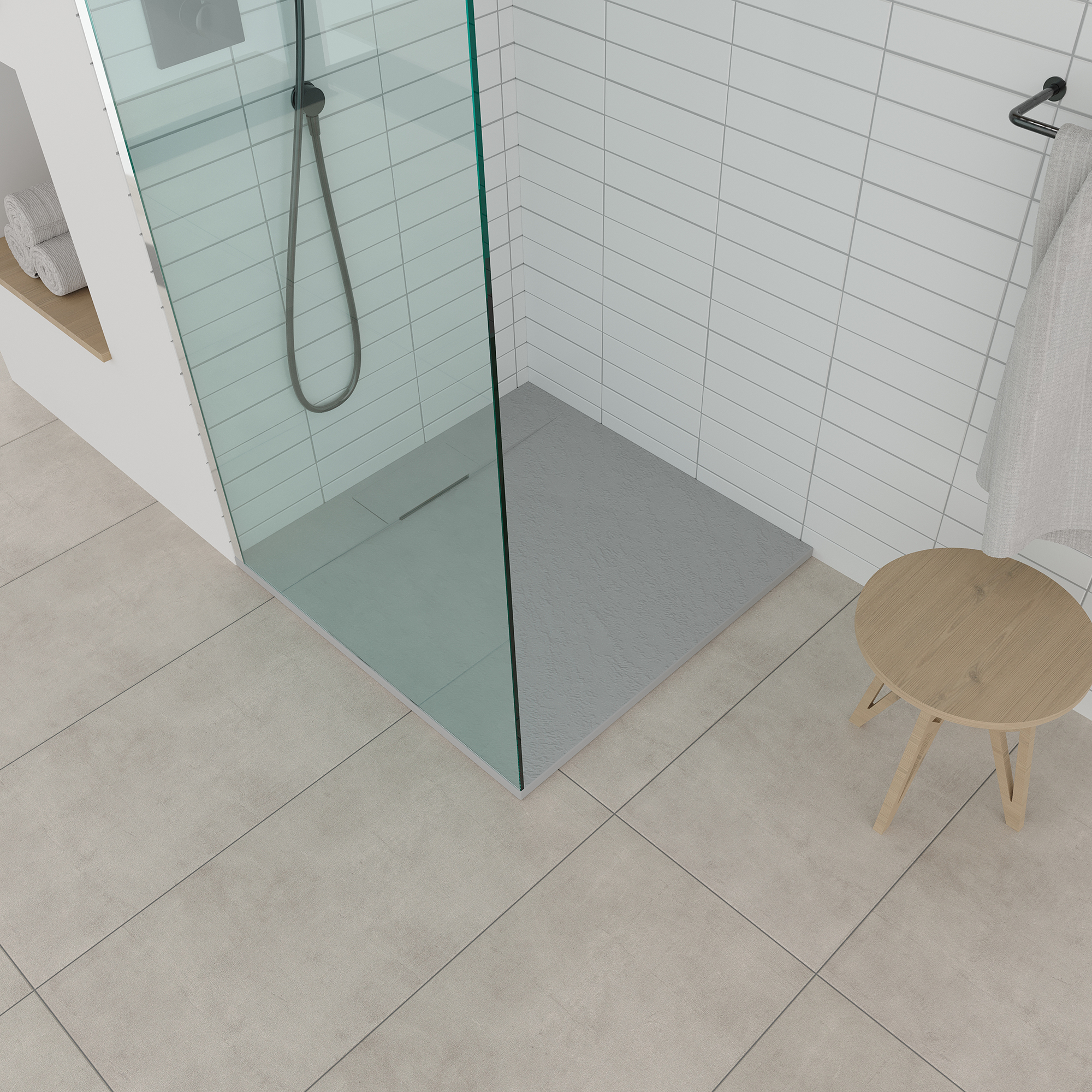 Duschwanne Shimmer aus Sanitäracryl inkl. Ablaufgarnitur - Grau Duschwanne Shimmer aus Sanitäracryl inkl. Ablaufgarnitur - Grau