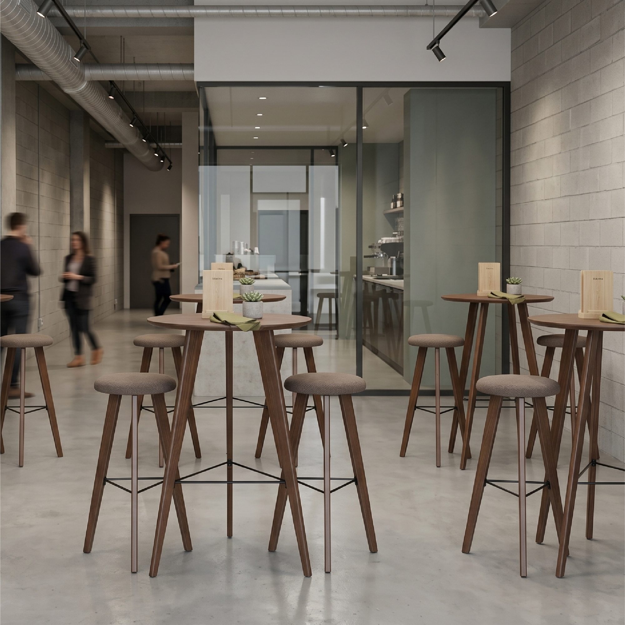 Bartisch-Set mit 2 Barhockern im warmen Holzdesign Ovid