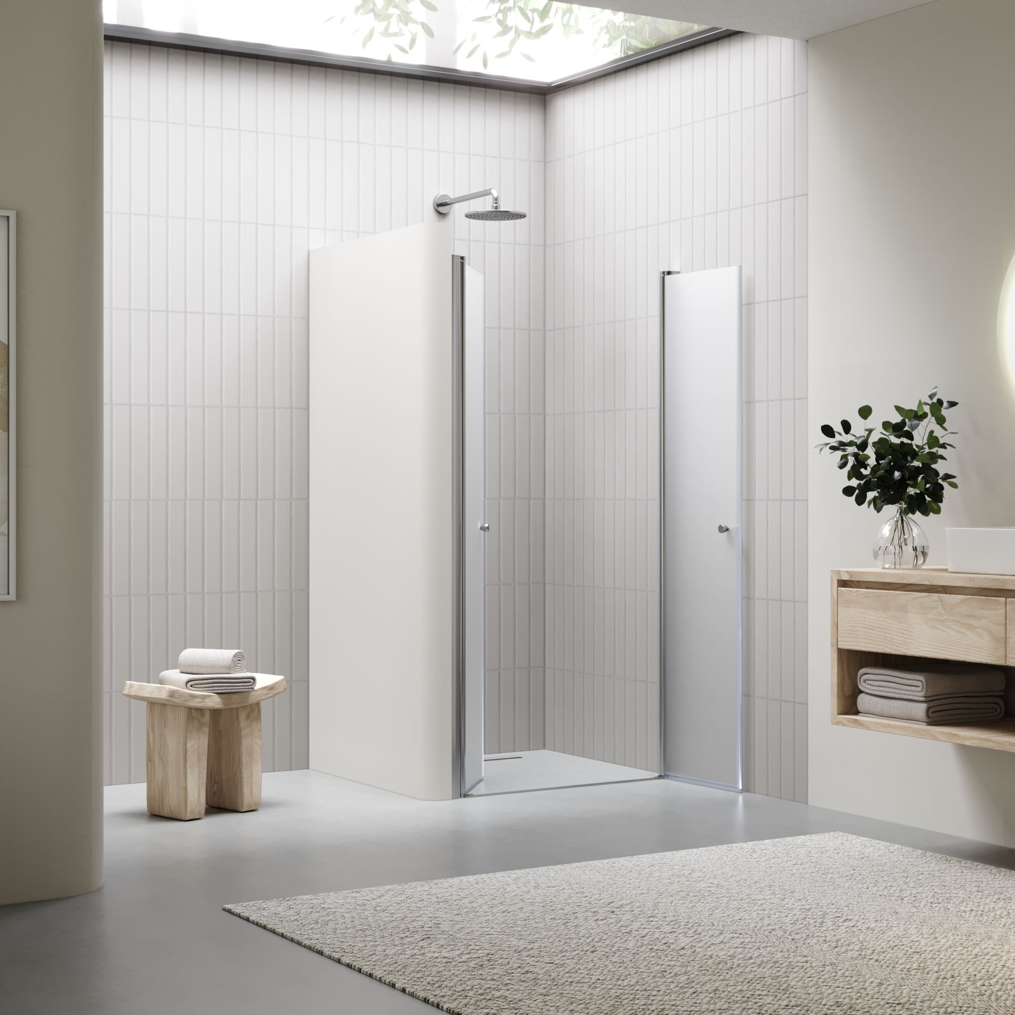 Duschtür Lima mit Pendeltüren 68-140 cm aus satiniertem ESG Sicherheitsglas Duschtür Lima mit Pendeltüren 68-140 cm aus satiniertem ESG Sicherheitsglas