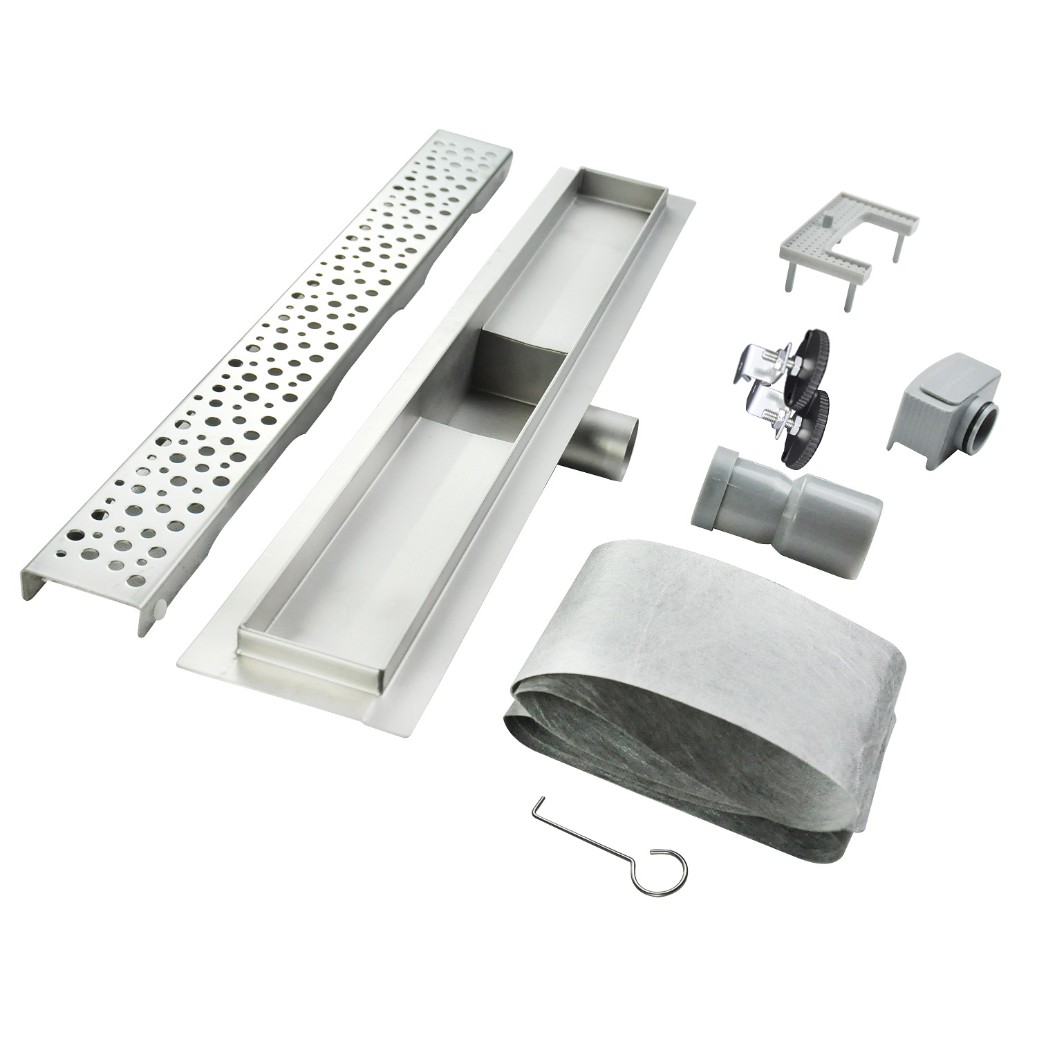 Duschrinne R5 aus Edelstahl für flache Installation mit Tropfenmuster