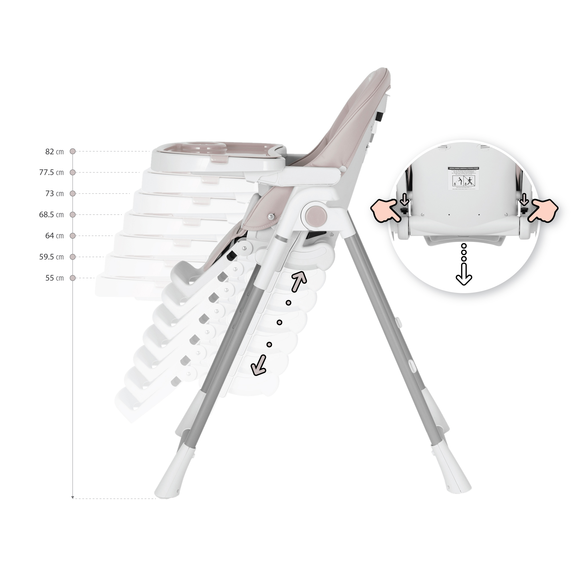 Kinderhochstuhl TANELI Babystuhl Verstellbar Klappbar inkl. Spielebogen Grau Kinderhochstuhl TANELI Babystuhl Verstellbar Klappbar inkl. Spielebogen Grau